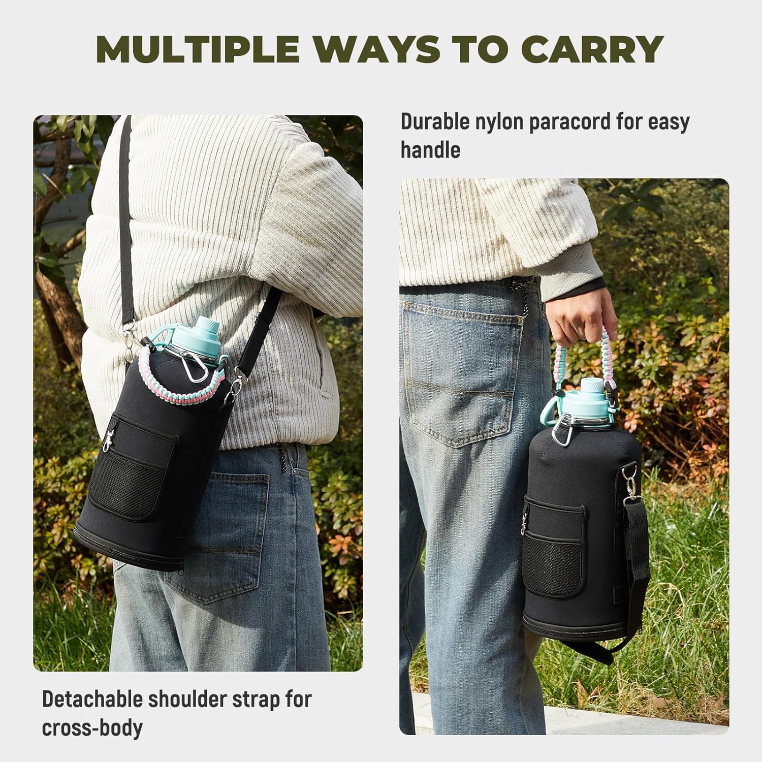 COKTIK 128oz Insulated Water Bottle - Stainless Steel Vacuum Metal, Portable 1 Gallon Large-Capacity Sports Bottle with Straw, Carry Bag and Handle Strap, Ideal for Gym & Hiking(Bubble Gum) - Image 5