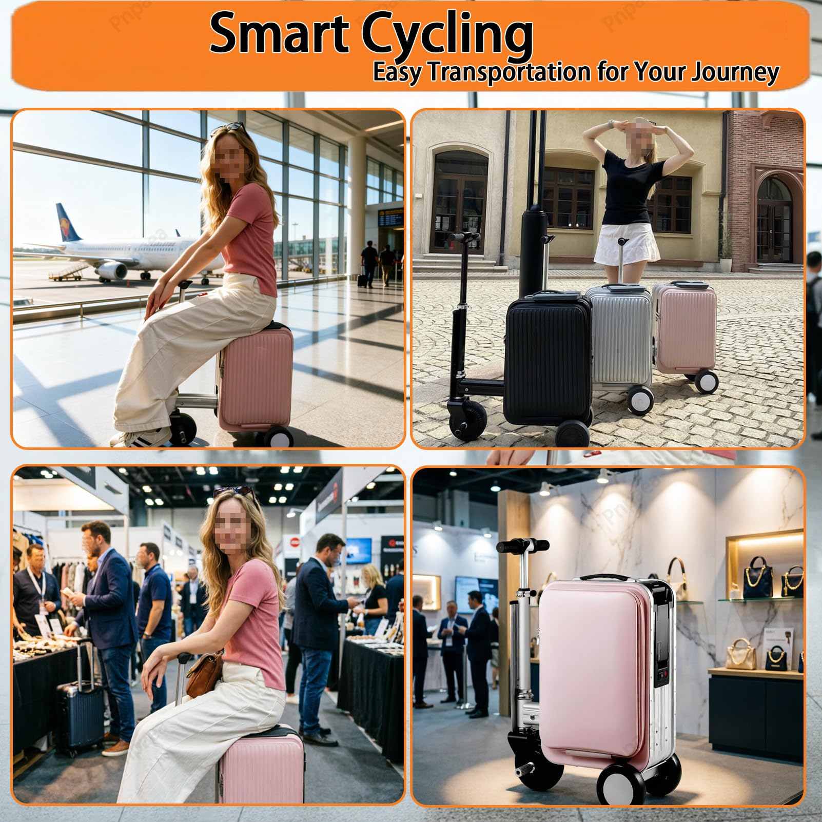 Valigia Portatile Smart Riding Travel Boarding Case Grande capacità Adatto per Viaggi d'Affari Black-Stripes