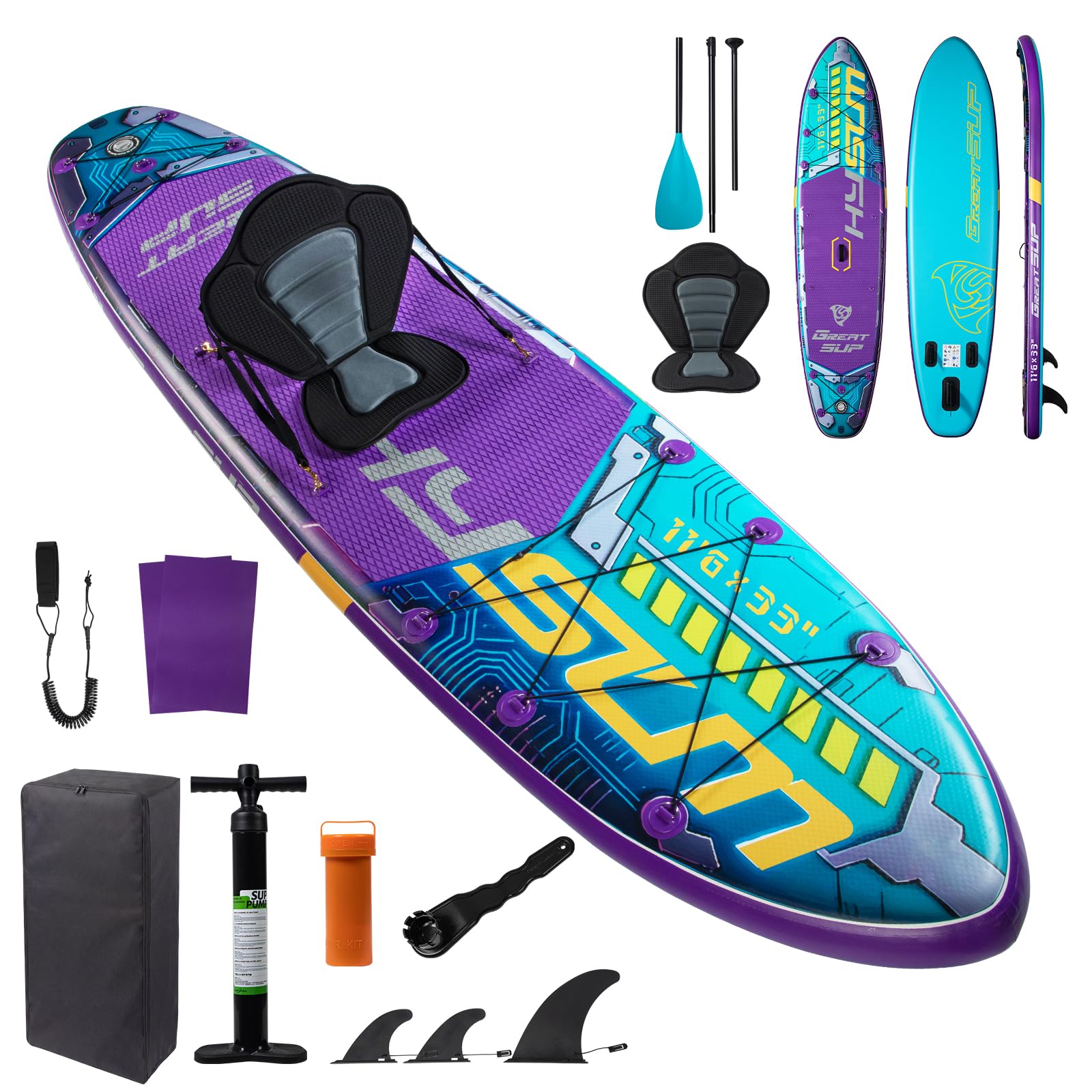 Photo 1 of 11'6" Inflatable Paddle Board with Seat, 485lbs Family Capacity