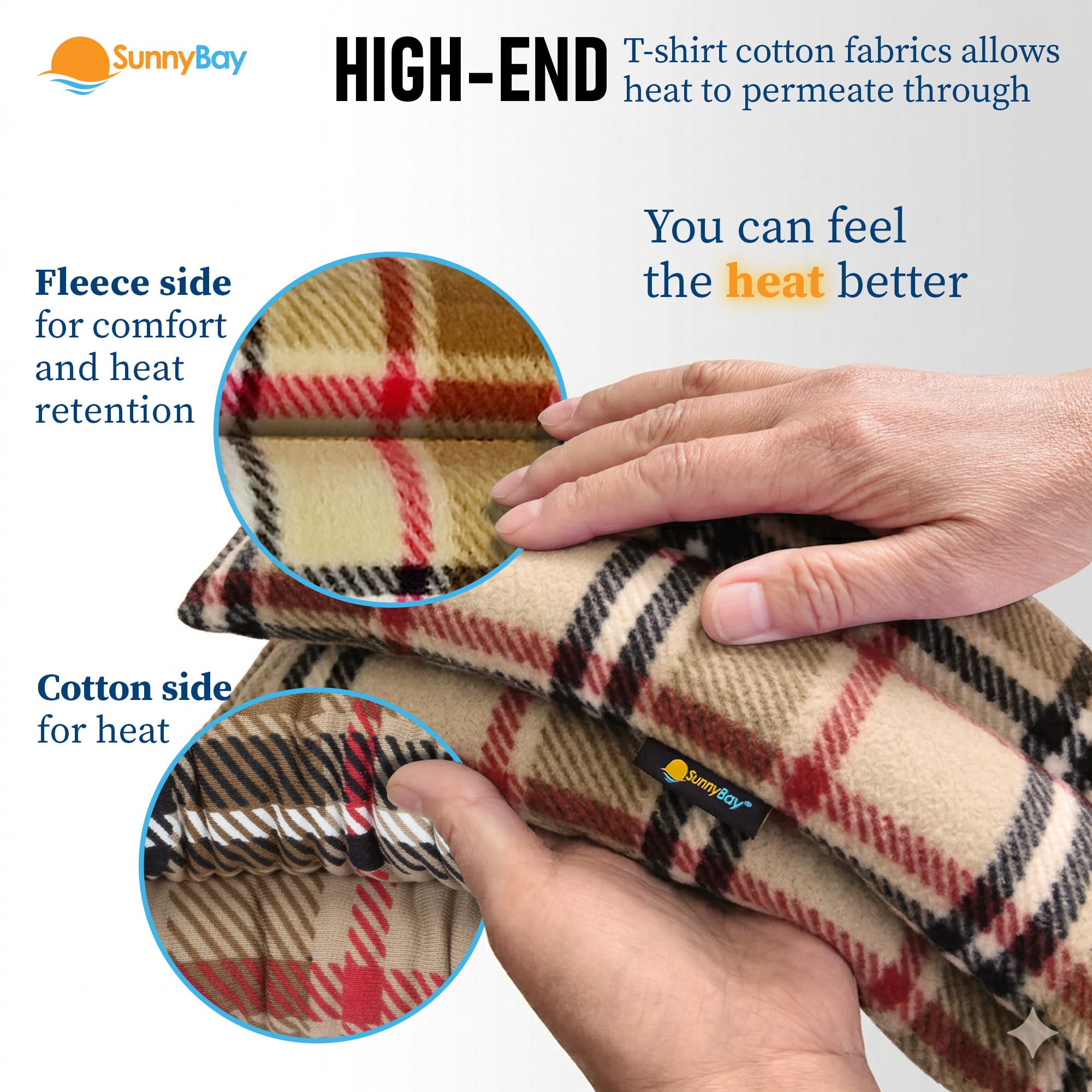 Sunny Bay Semillas para microondas cuello Calefacción Wrap Por lino Puf almohadilla de calor para el alivio del dolor de cuello, Londres tela escocesa del camello
