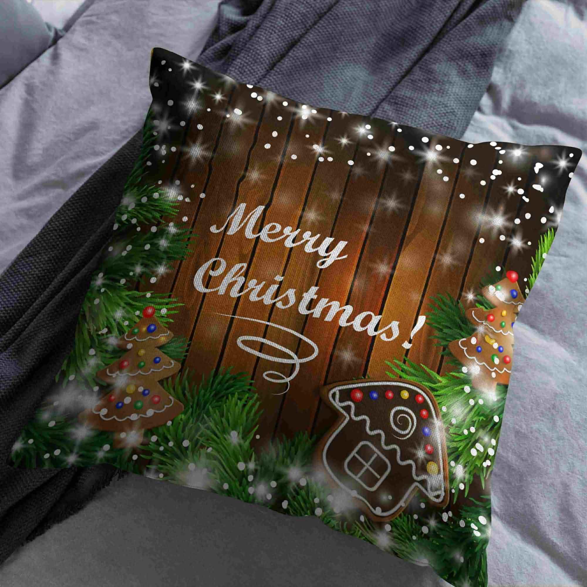 CEVAN Lino Federe Cuscini In Cotone Fodera Per Divano Esterno Natale Copricuscini Federe Federa Divano Tessuto Stampato Per Decorazioni Murali 50x50cm,4Pcs