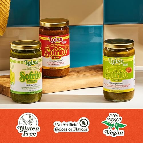 Miniatura 6 de Loisa Sofrito Rojo Salsa de cocina, sin OMG, sin MSG, sin conservantes, sin colorantes artificiales, sin sabores artificiales, vegano, sabor latino