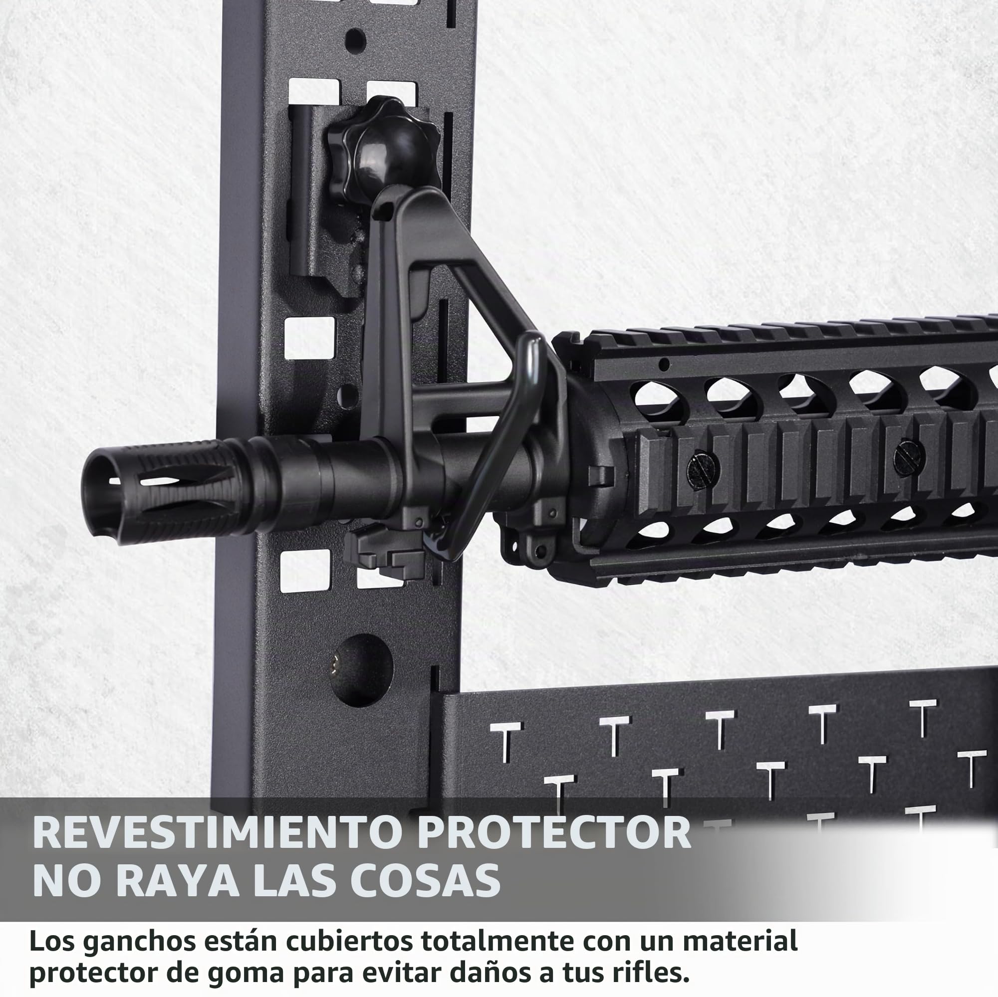 BOOSTEADY Soporte para Armas de Pared Modular con 10 Ganchos J: Accesorios Caza Soporte de Pared para Fusiles Rifles y Escopetas Hasta 120 lbs, Organizador de Armas de Pared con Estante, 31,8 x 22