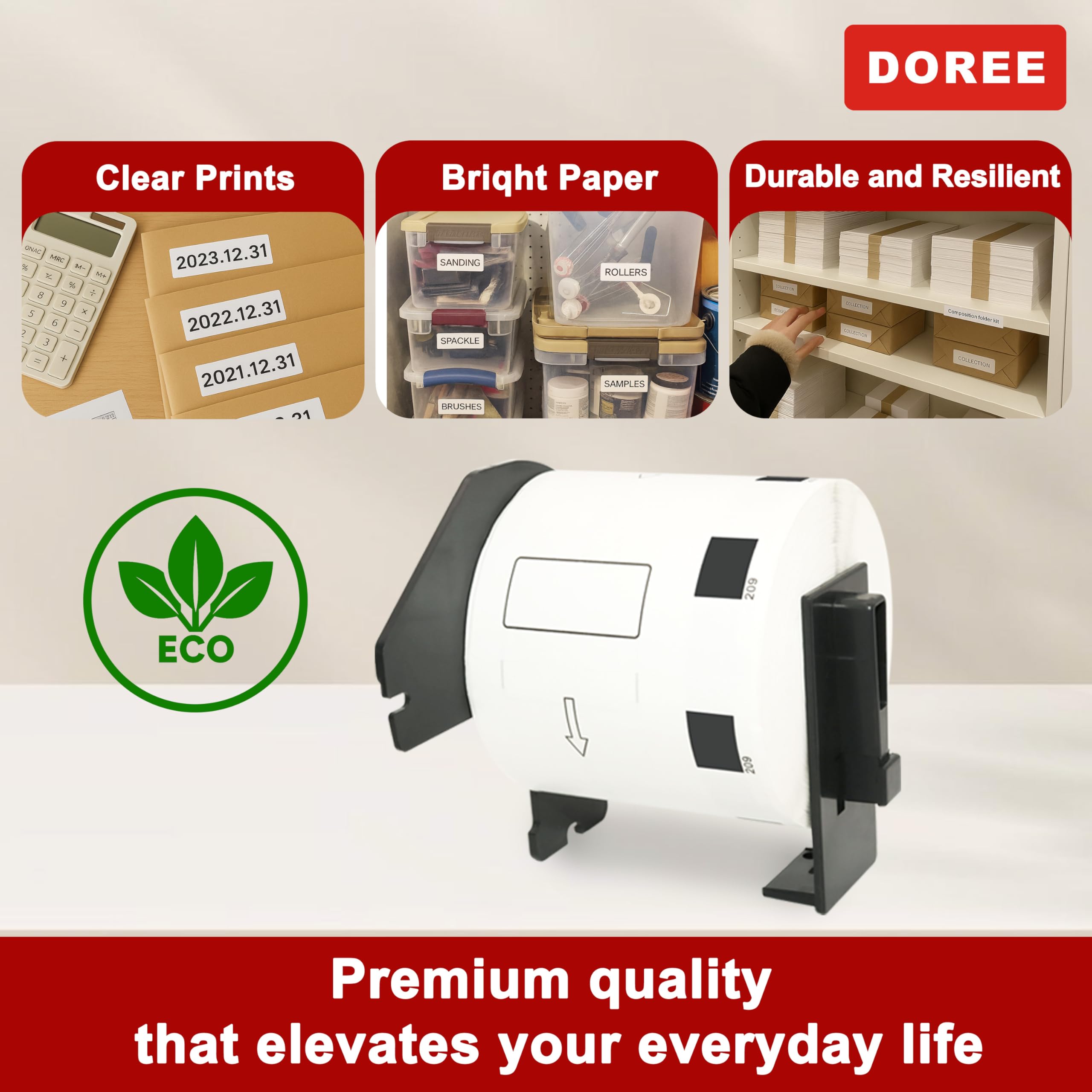 DOREE 5 Rotoli DK-11209 Etichette per indirizzi, 29 x 62 mm, 800 etichette/rotolo compatibili con Brother DK 11209, Per Brother QL-500,QL-500BW,QL-570,QL-580,QL-700,QL-710W,QL-800,QL-810W,QL-820NWB