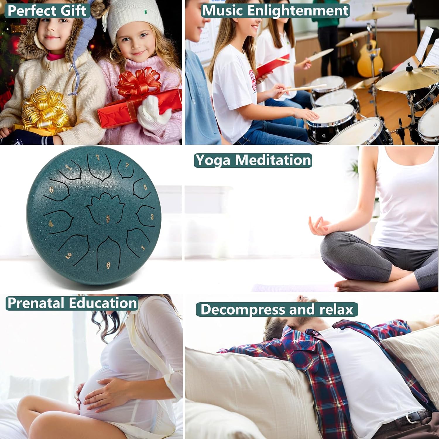 Steel Tongue Drum 8.5 Inch 11 Notes – Rain Drum for Outside Garden – Music Gift for Family & Friends – Perfect for Music Learning, Yoga & Meditation