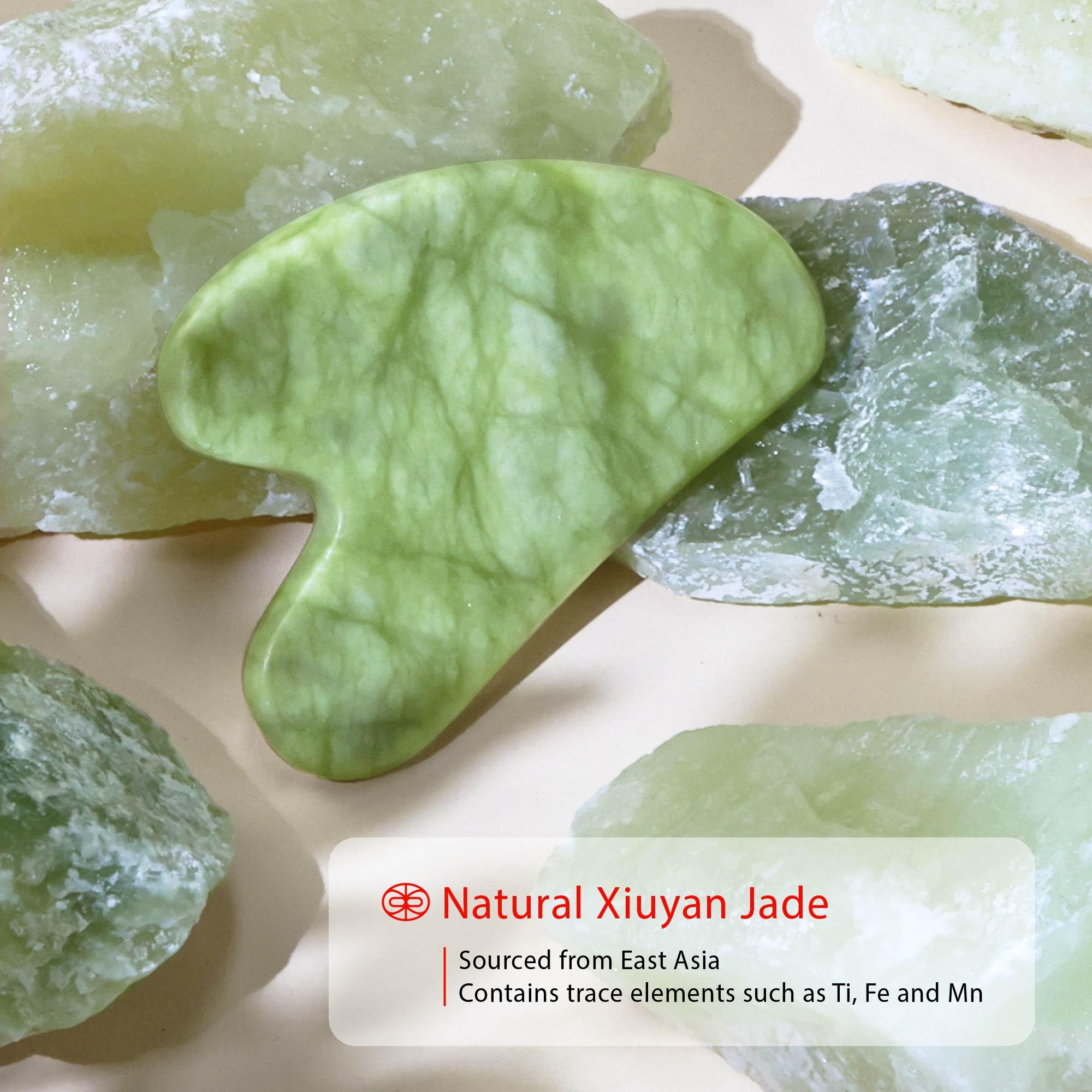 Rena Chris Gua Sha Facial Tools, Natural Jade Gua Sha Stone - Image 2