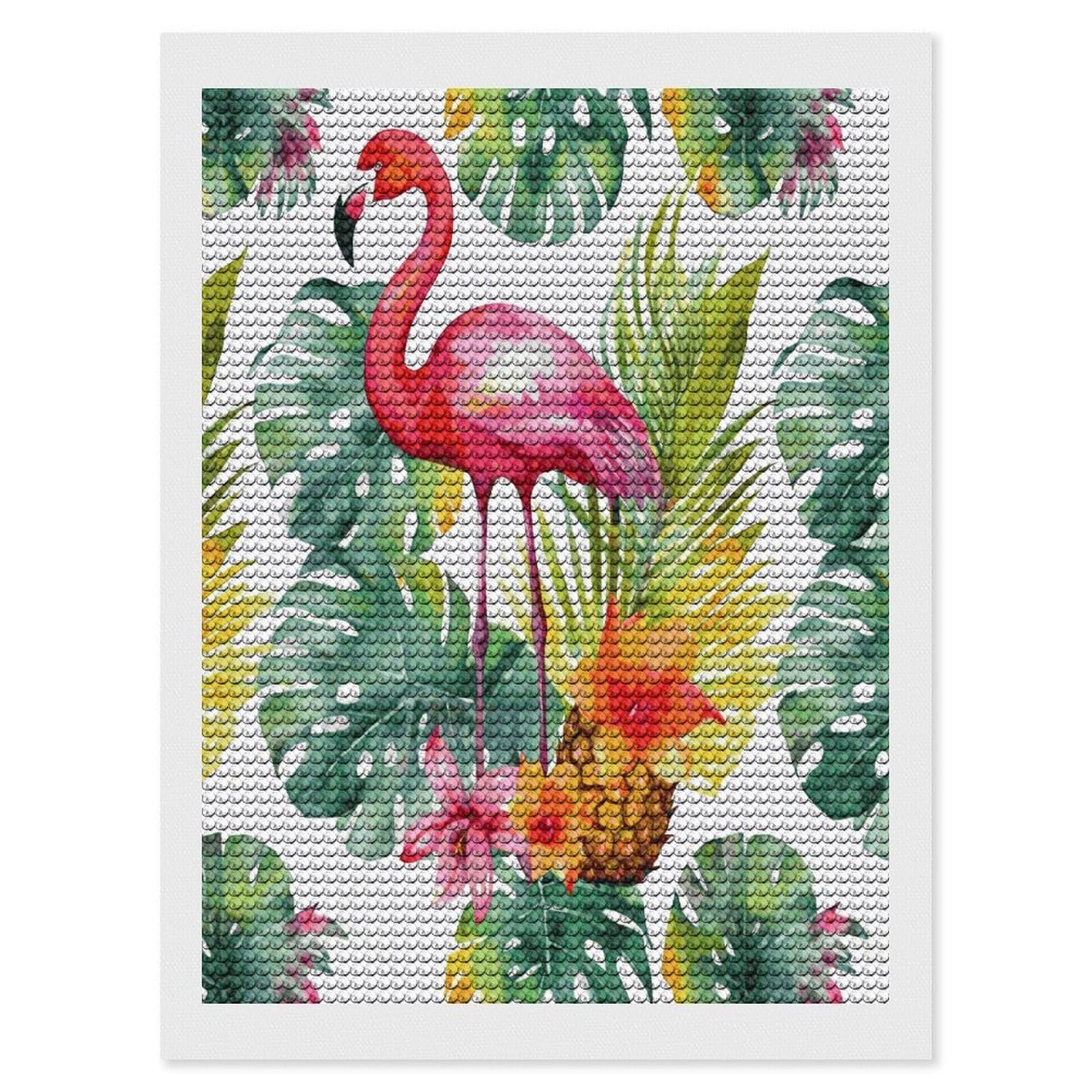MUSM Tropical Watercolor Pineapple Flamingo Diamond Painting Kits for Adults DIY Round Paint with Diamonds Pictures Personalized Diamond Photo Art Full Drill for Beginners Wall Decor Gifts