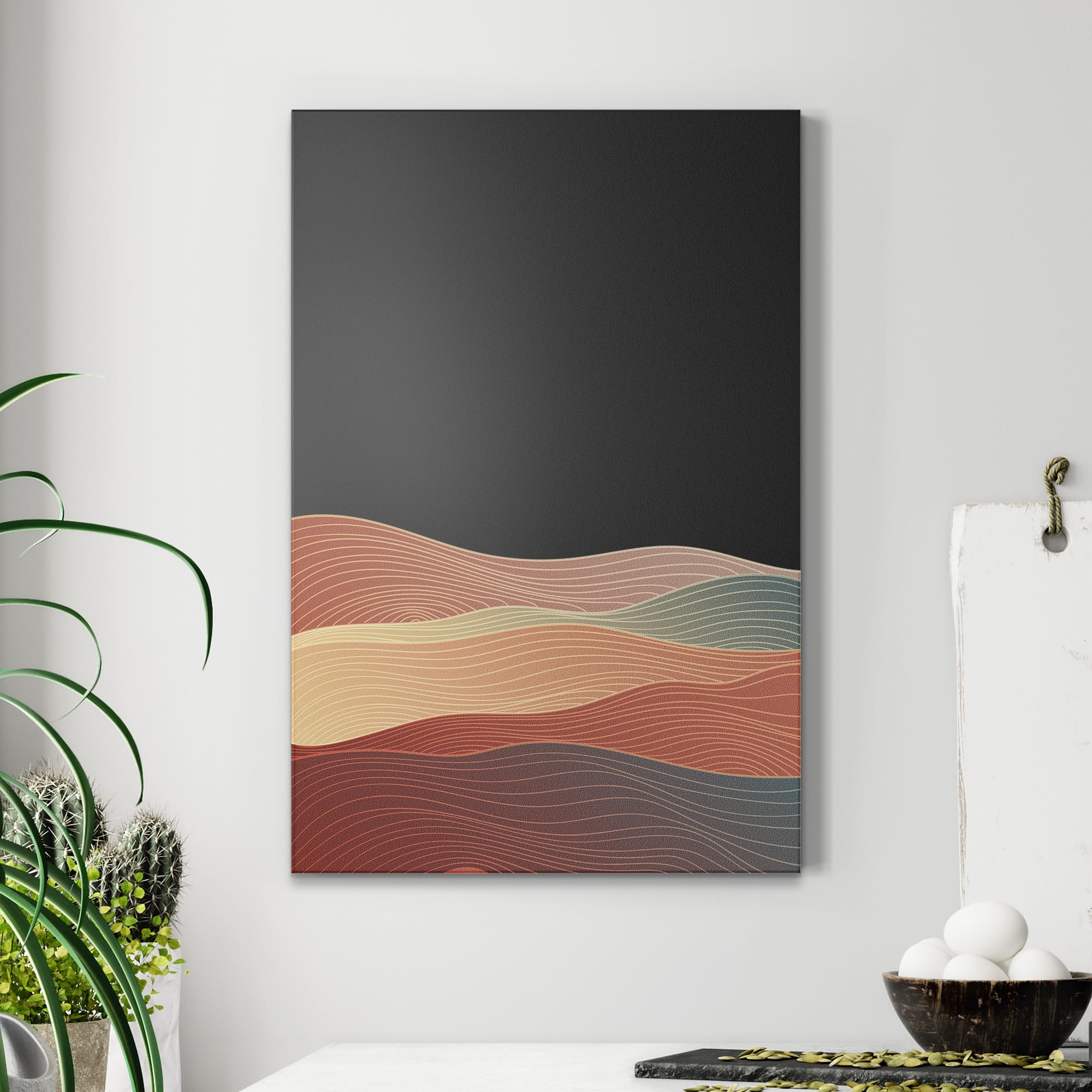 DEQORI Magnetische Kreidetafel mit UV-Druck | Motiv Wellen der Erde | Design rechteckig 40x60 cm | Kreide Metalltafel beschreibbar – Wanddeko für Küche, Flur, Kinderzimmer & Büro