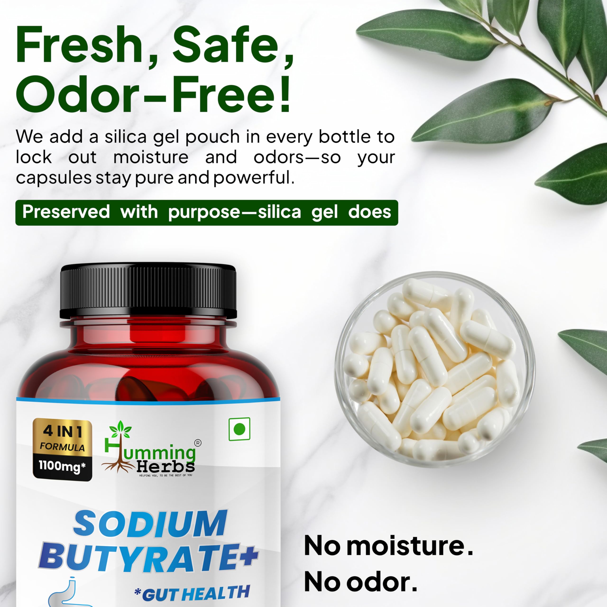 Humming Herbs Sodium Butyrate 600mg Gut Complex, 120 Capsules — Amazon image 8