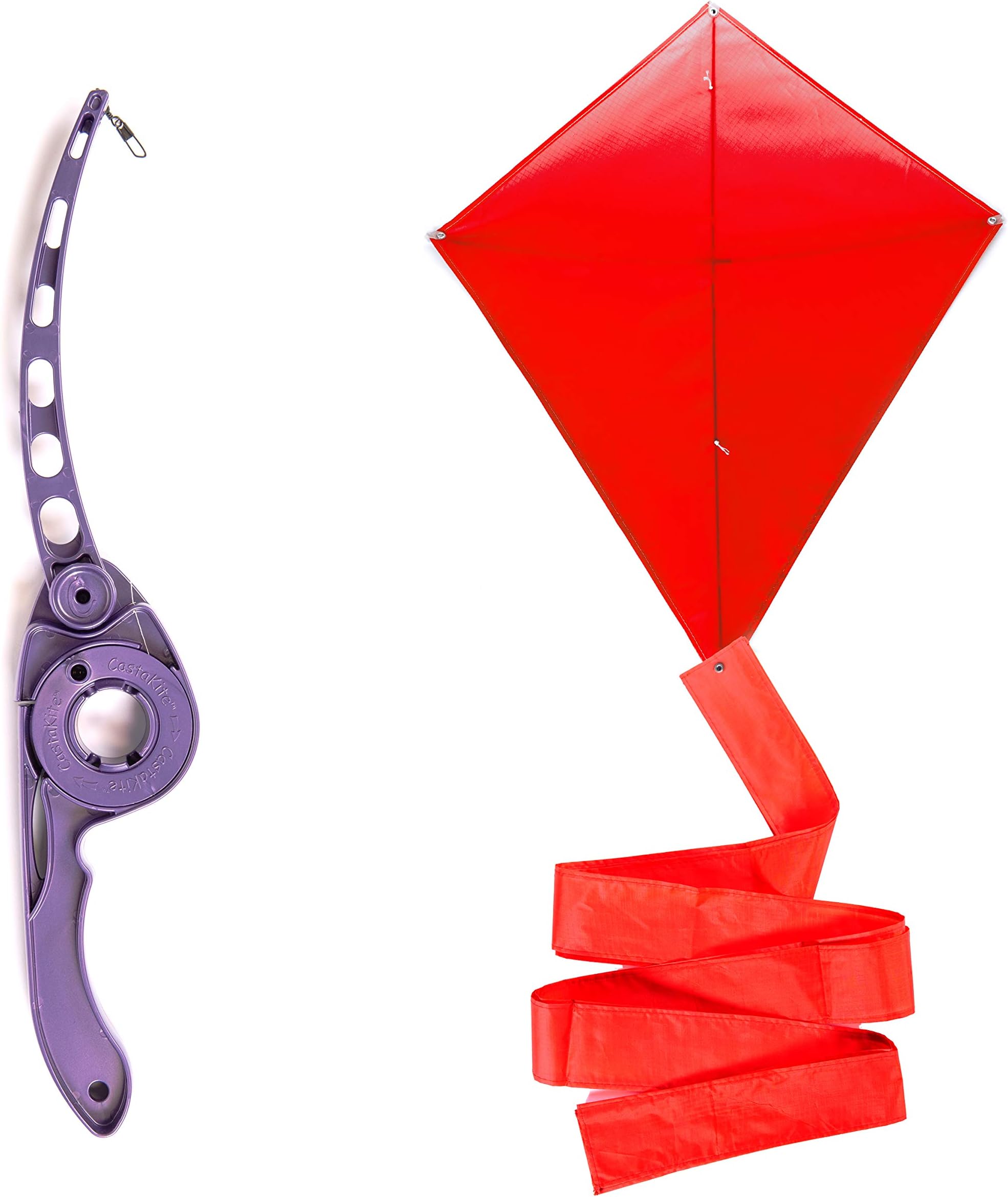 Castakite - Kite and Flying Handle for Kids - Easy to Fly Kite with Reel and String - Integrated Kite Line Winder Grip Wheel - Best Easy Flyer Kite with Long Tail Perfect for The Beach or Park