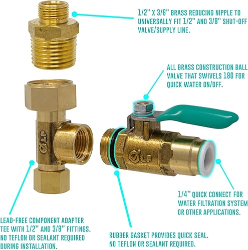 Miniatura 3 de Kit de instalación rápida de máquina de hielo para nevera con tubería de 25 pies para línea de agua de electrodomésticos de agua potable, T de