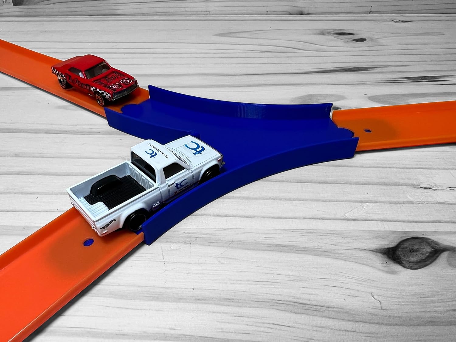 Track Add on - 2 to 1 Lane Y Merge (2 Pack) | Compatible with Hot Wheels and other 1/64 Scale Track