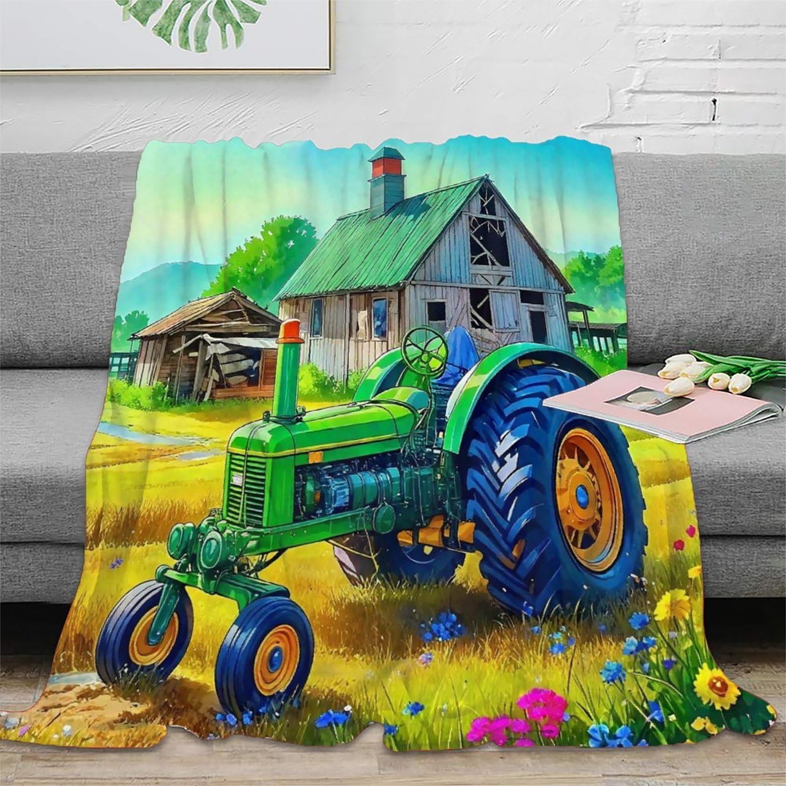 Couverture Tracteur 3D haut de gamme lit microfibre chaude dense