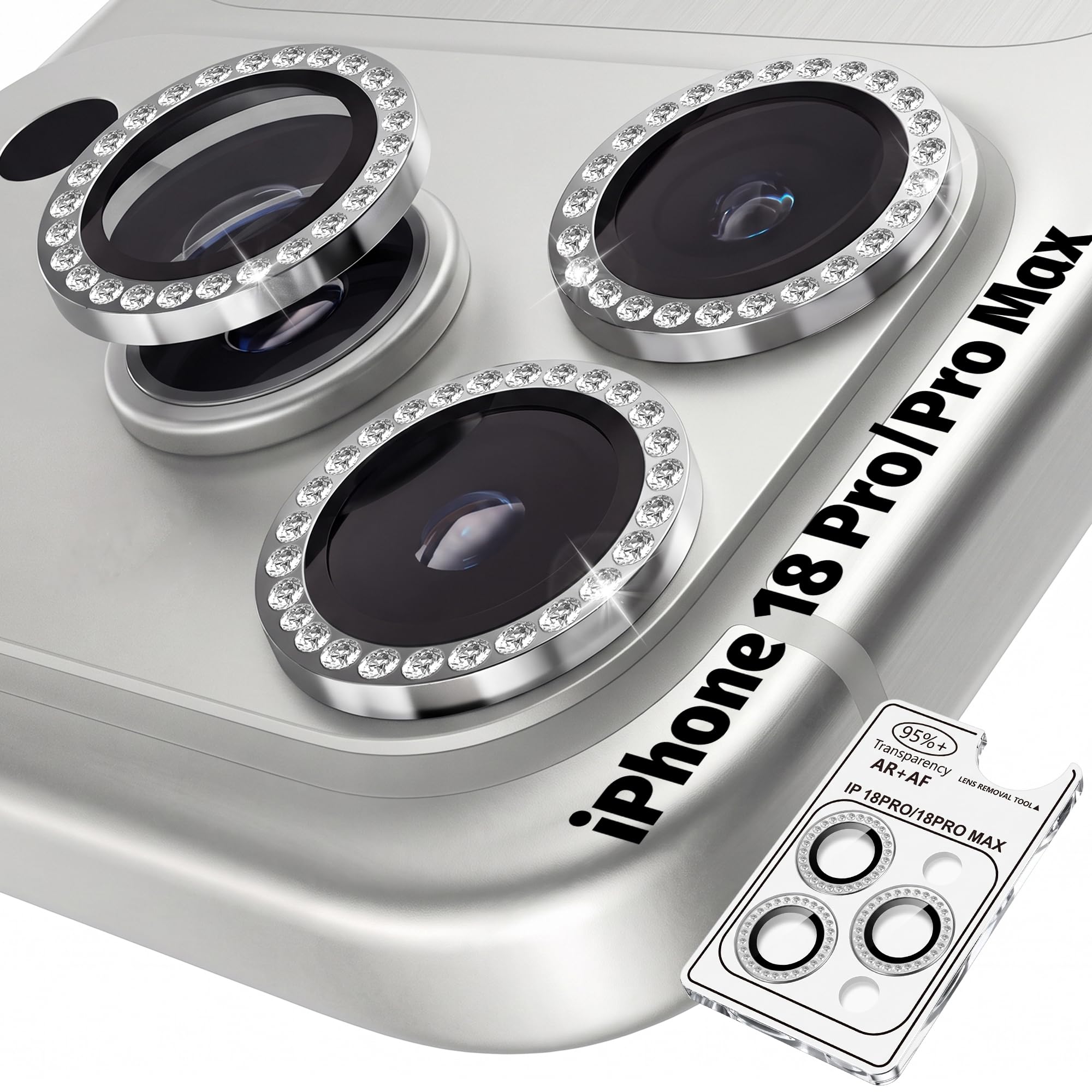 Orzero 9H Glass Camera Lens Protector for 18 Pro/18 Pro Max-Silver, 1 Set