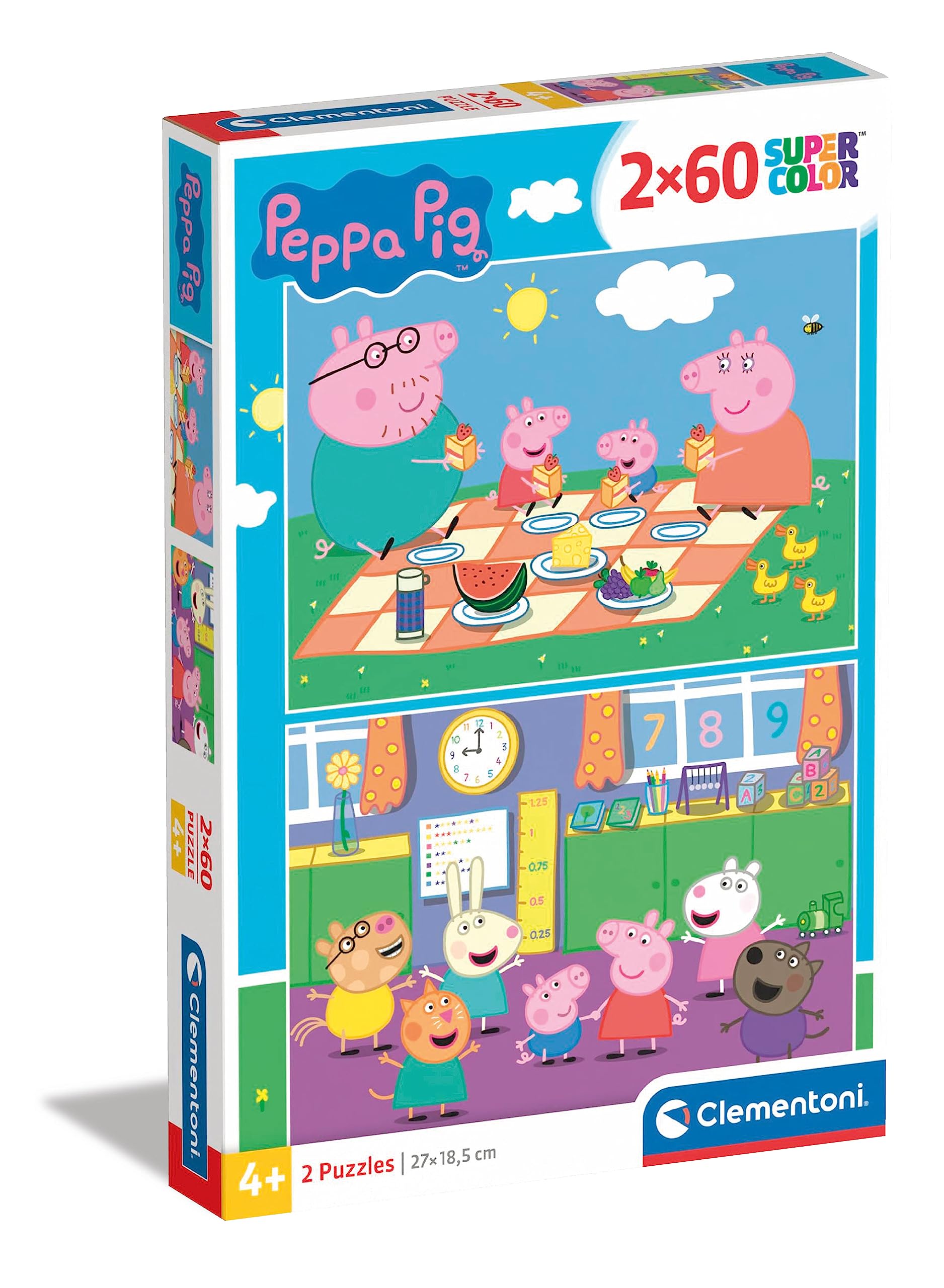 Clementoni 2x60pzs Does Not Apply 2 60 Piezas Peppa Pig, Puzzles Infantiles de Personajes, a Partir de 5 años (24793), Multicolor, M