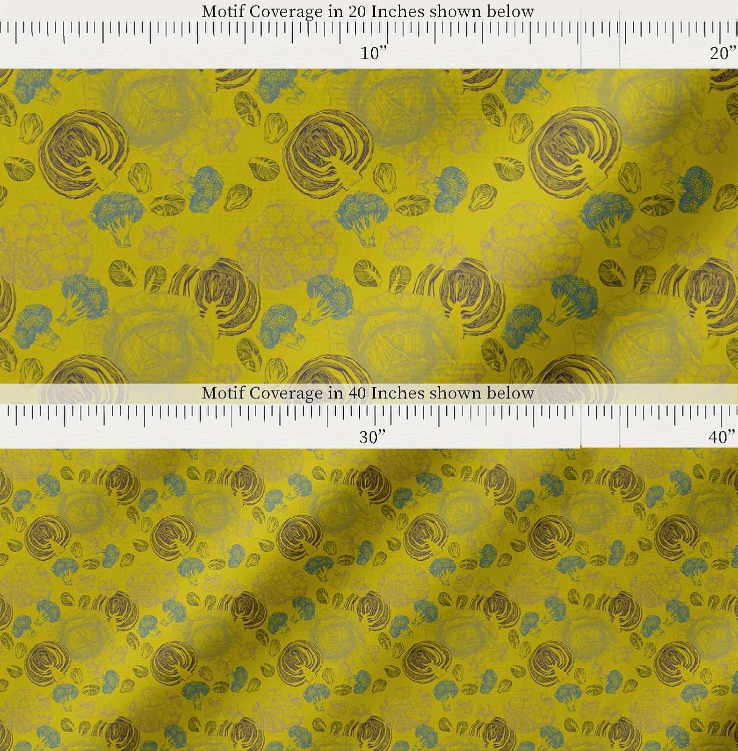 Soimoi Cotton Poplin Yellow Fabric - by The Yard - 42 Inch Wide - Cauliflower & Broccoli Vegetable Bounty Material - Fresh and Nutrient-Rich Patterns for Kitchen Decor Printed Fabric