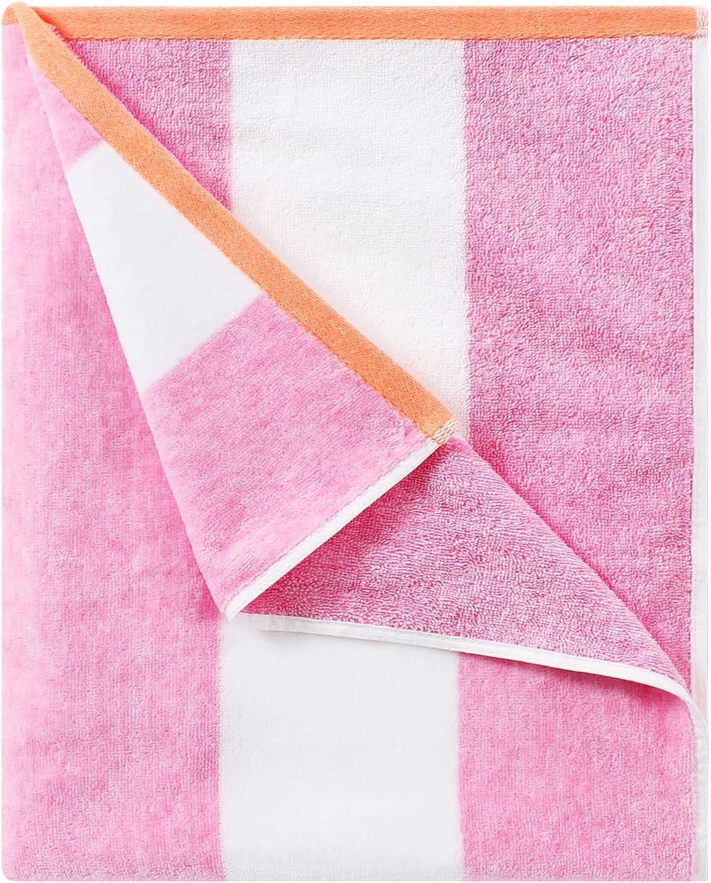 HENBAY Fluffy Oversized Beach Towel - Plush Thick Large 70 x 35 Inch Cotton Pool Towel, Rose Red Striped Quick Dry Swimming Cabana Towel