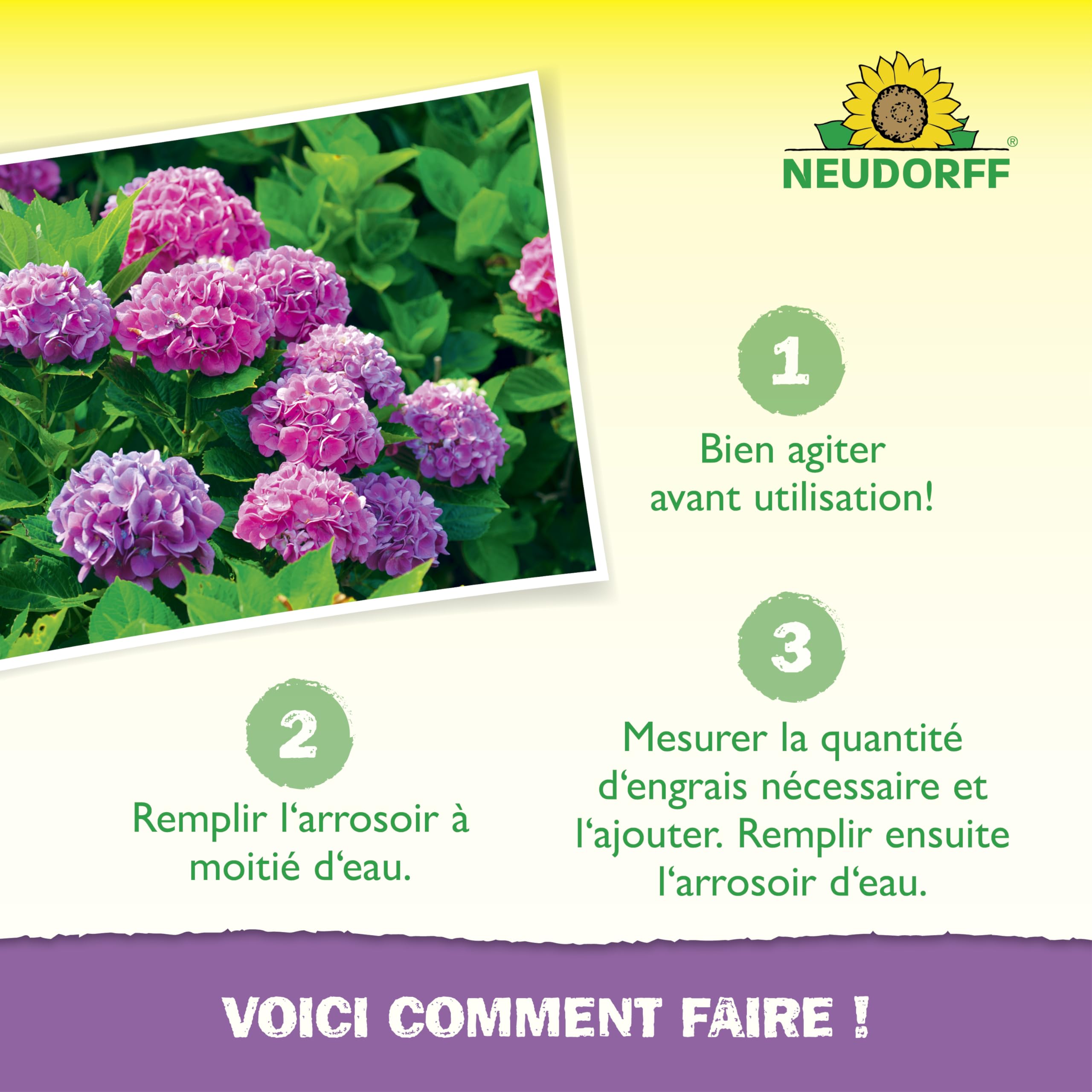 Neudorff Azet Engrais hortensias & rhododendrons – Engrais liquide naturel avec fer pour une floraison luxuriante et des hortensias, rhododendrons, azalées et camélias résistants, 1 L