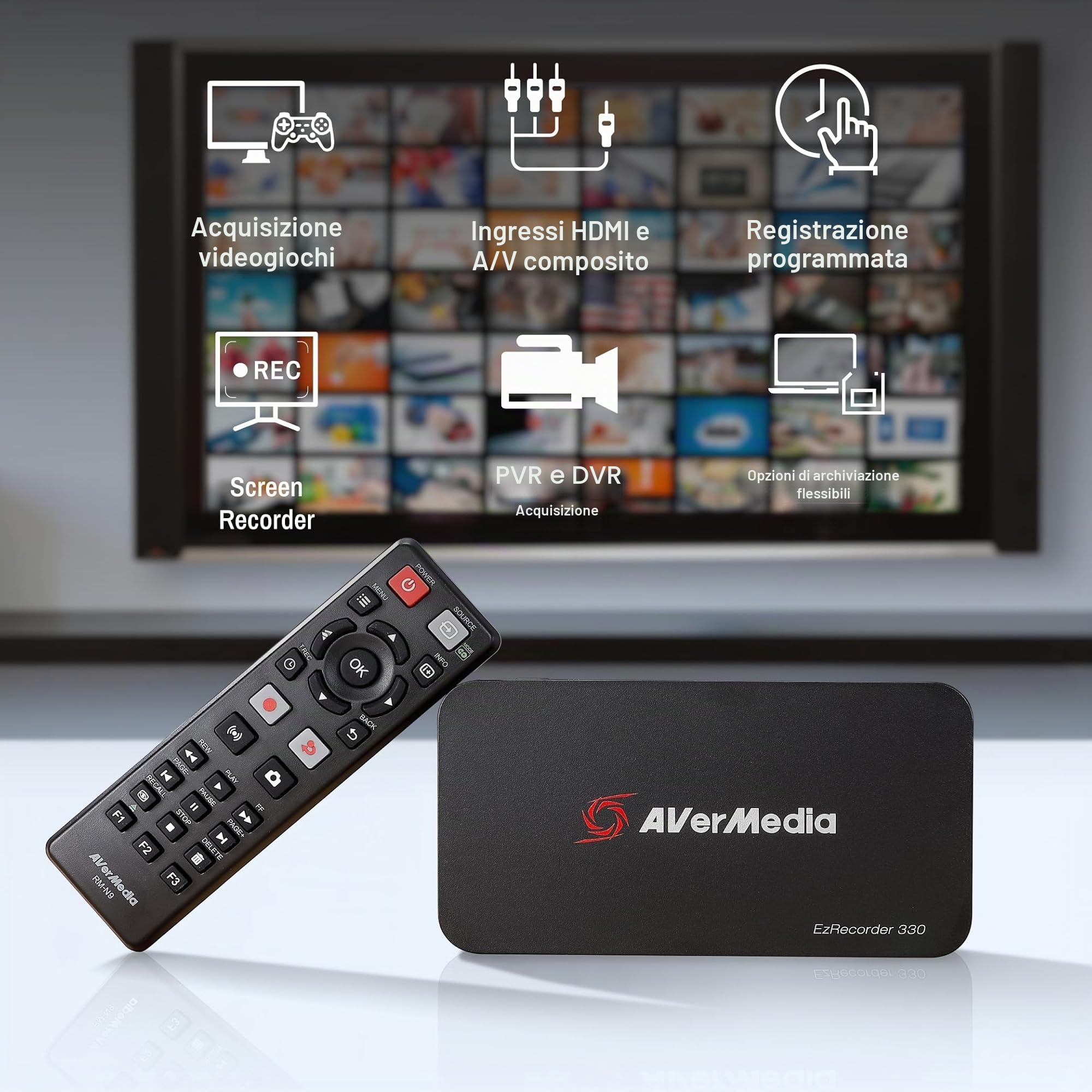 AVerMedia EZRecorder 330 - Registrazione 4K Pass-Through e 1080p60, DVR HDMI, convertitore Digitale, Registrazione Programmata, Senza PC (ER330)