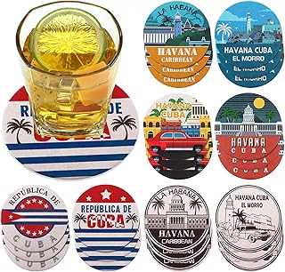Set of 24 Havana Print Disposable Paper Drink Coasters for Bar Bulk 4 Inch Round Cup Beer Coasters Absorbent for Havana Nights Party Supplies Summer Hawaii Tropical Table Decoration