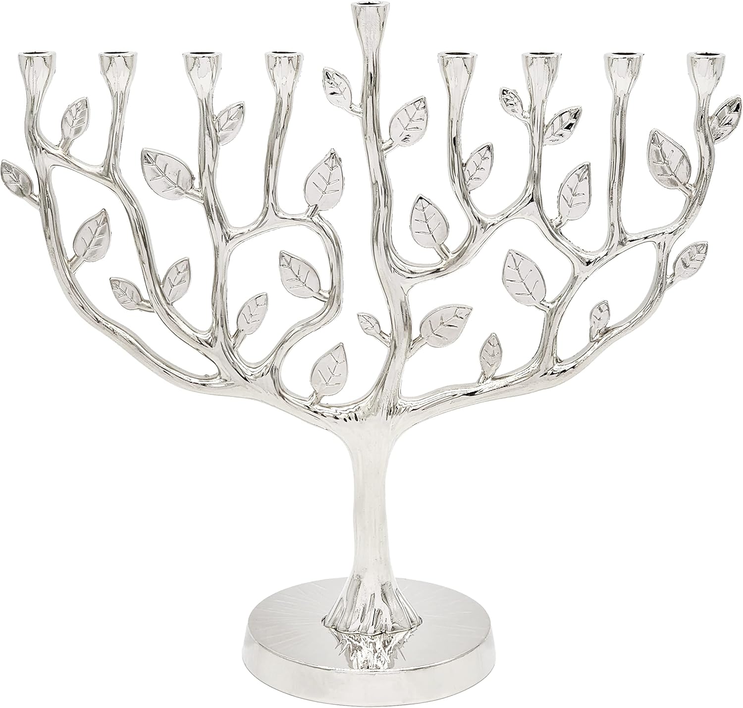 The Dreidel Company Hanukkah Menorah Tree of Life Hanukkah Menorah Antique Silver Finish Large 11 Inches Long