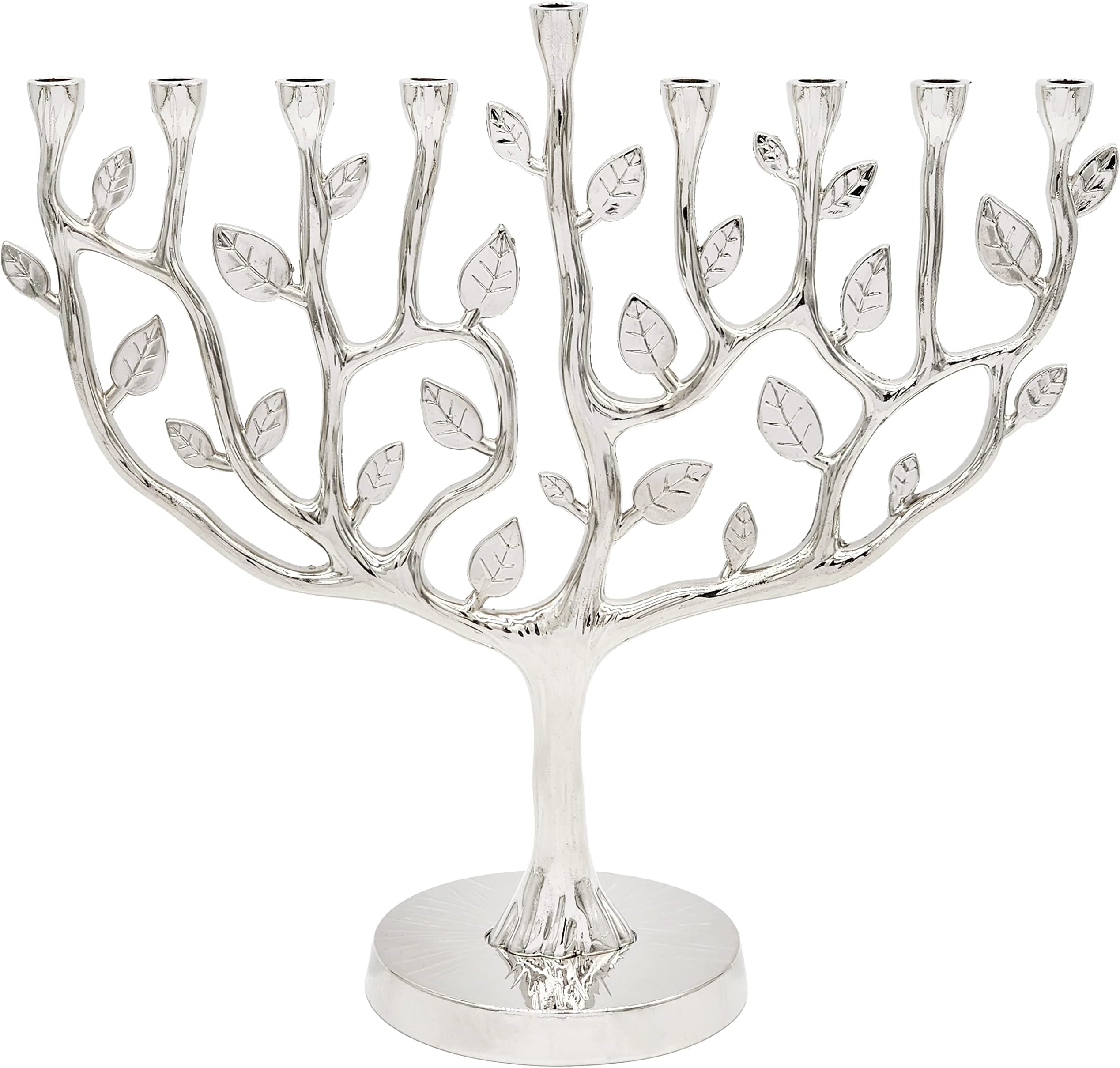 The Dreidel Company Hanukkah Menorah Tree of Life Hanukkah Menorah Antique Silver Finish Large 11 Inches Long