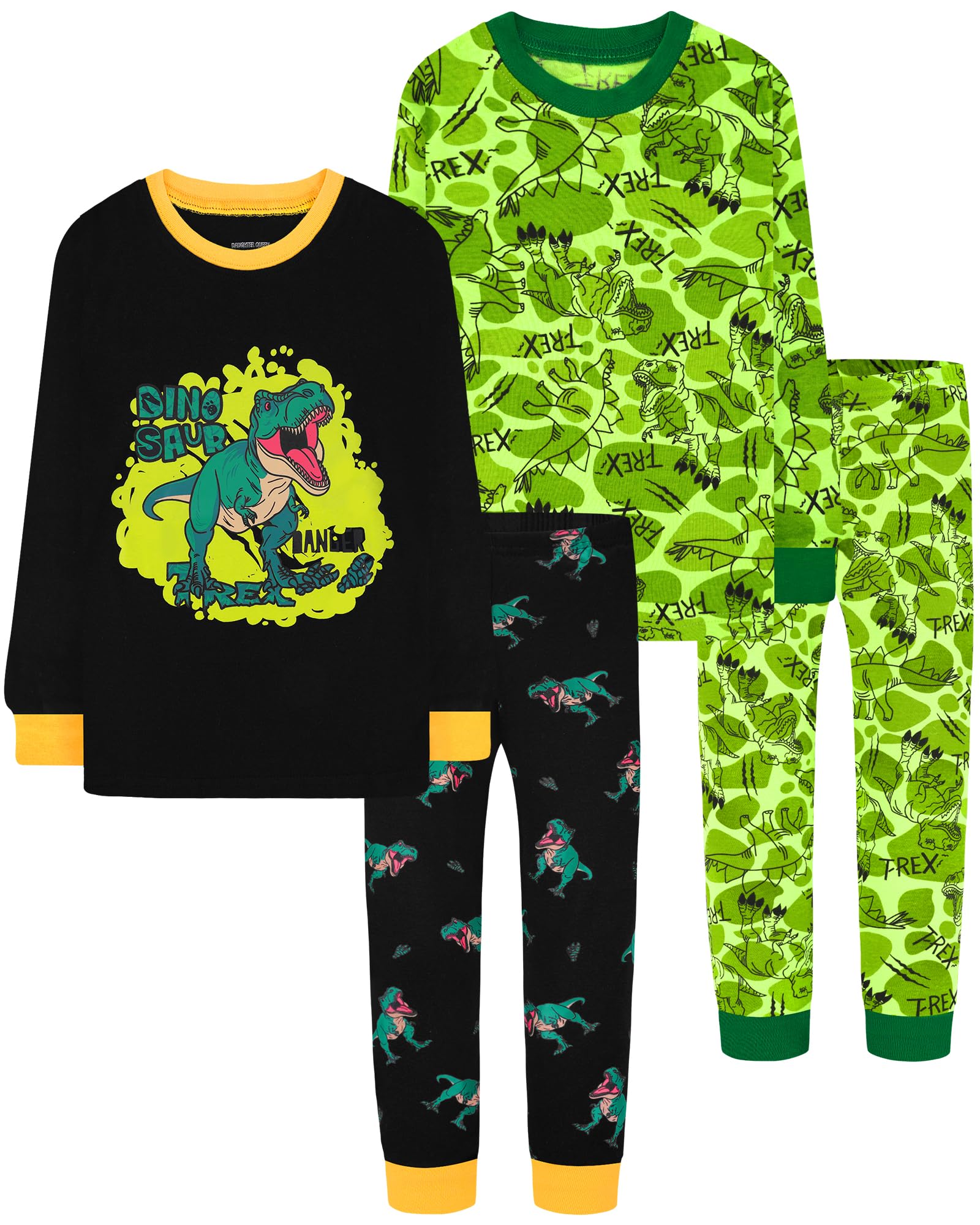 DAUGHTER QUEEN Boys Pajamas 4 Pieces Long Set 100% Cotton Sleepwear Size 18 Months-12 Years