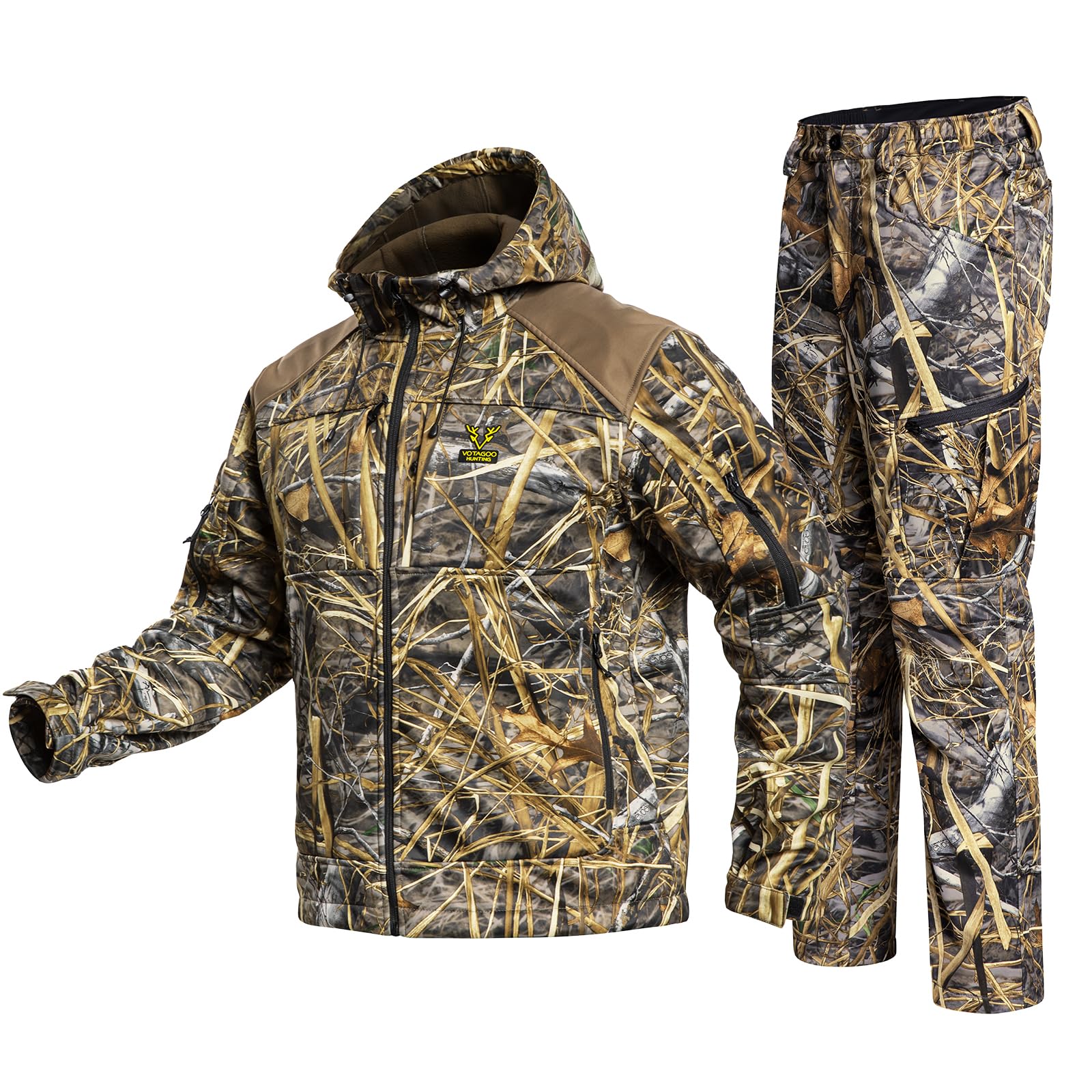 Tuta da caccia silenziosa mimetica Softshell abbigliamento abbigliamento abbigliamento felpa con cappuccio giacca pantaloni per uomo