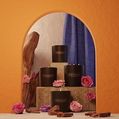 Vista 76 de Vela perfumada de rosa y sándalo para hombres y mujeres, con un fuerte aroma para el hogar, 6 onzas, 35 horas, velas de soja, velas de aromaterapia
