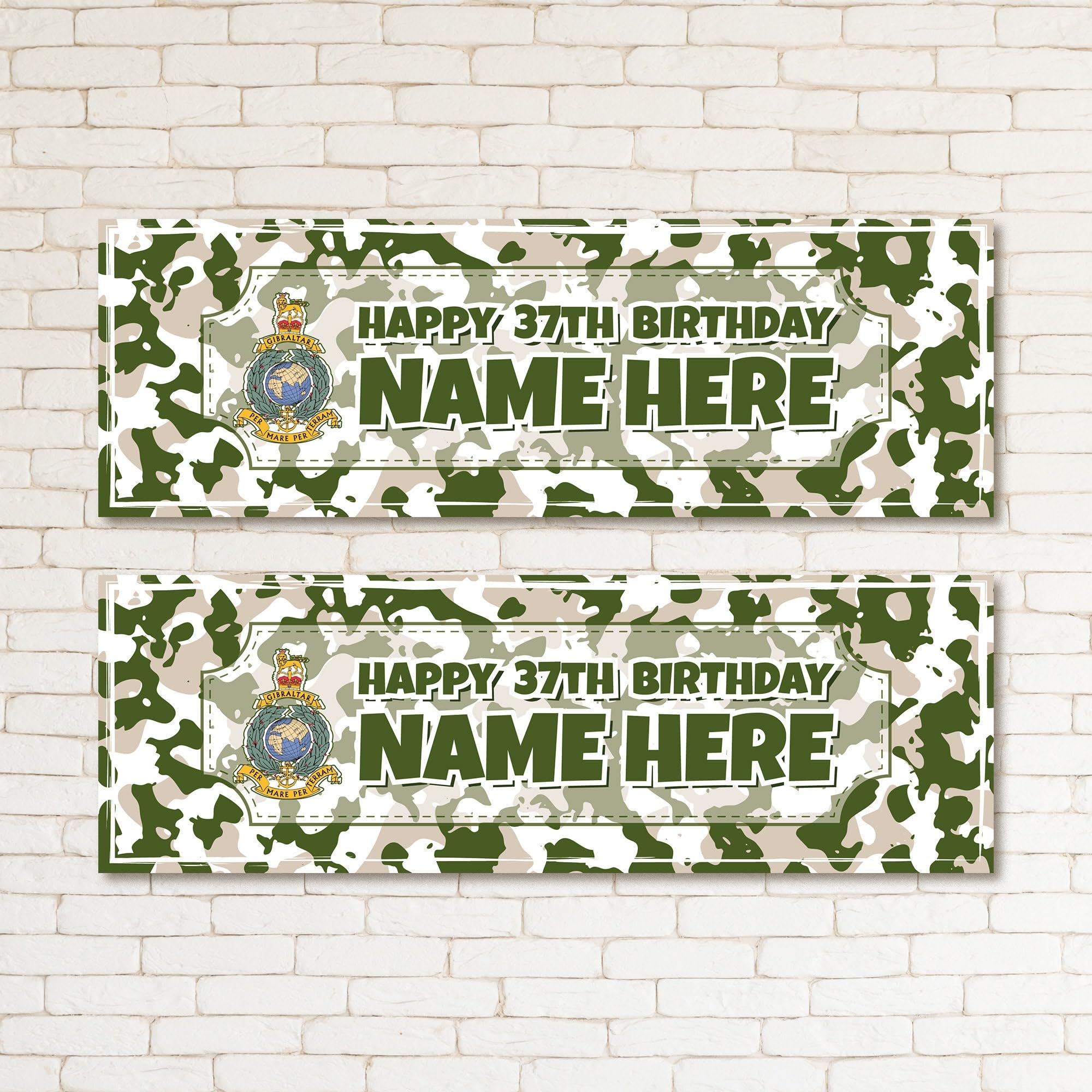 Set of two Personalised Army Military Birthday Banners - Any NAME or AGE