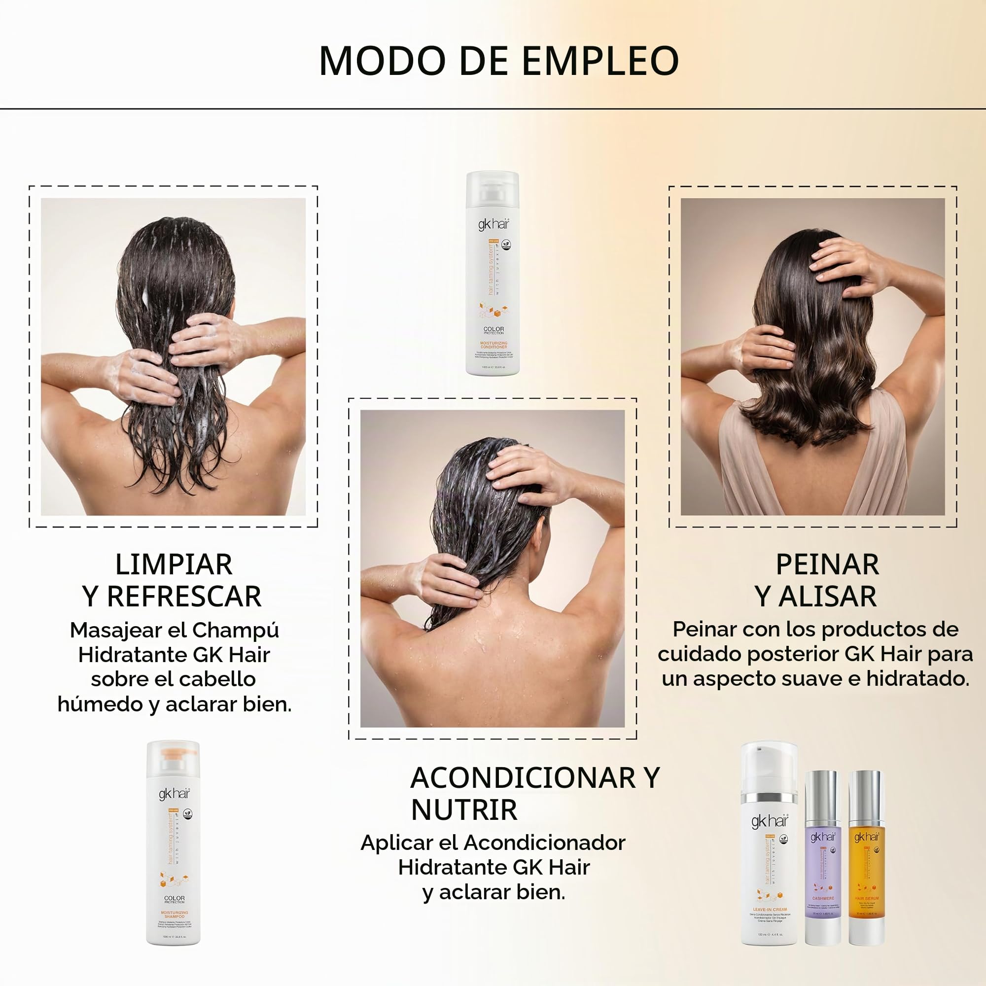 GK HAIR Global Keratin Moisturizing Shampoo & Conditioner Sets 1000ml Para Daños Secos Tratados Con Color Rizado Frizzy Orgánico Sin sulfato de parabenos Uso diario después de una limpieza profunda