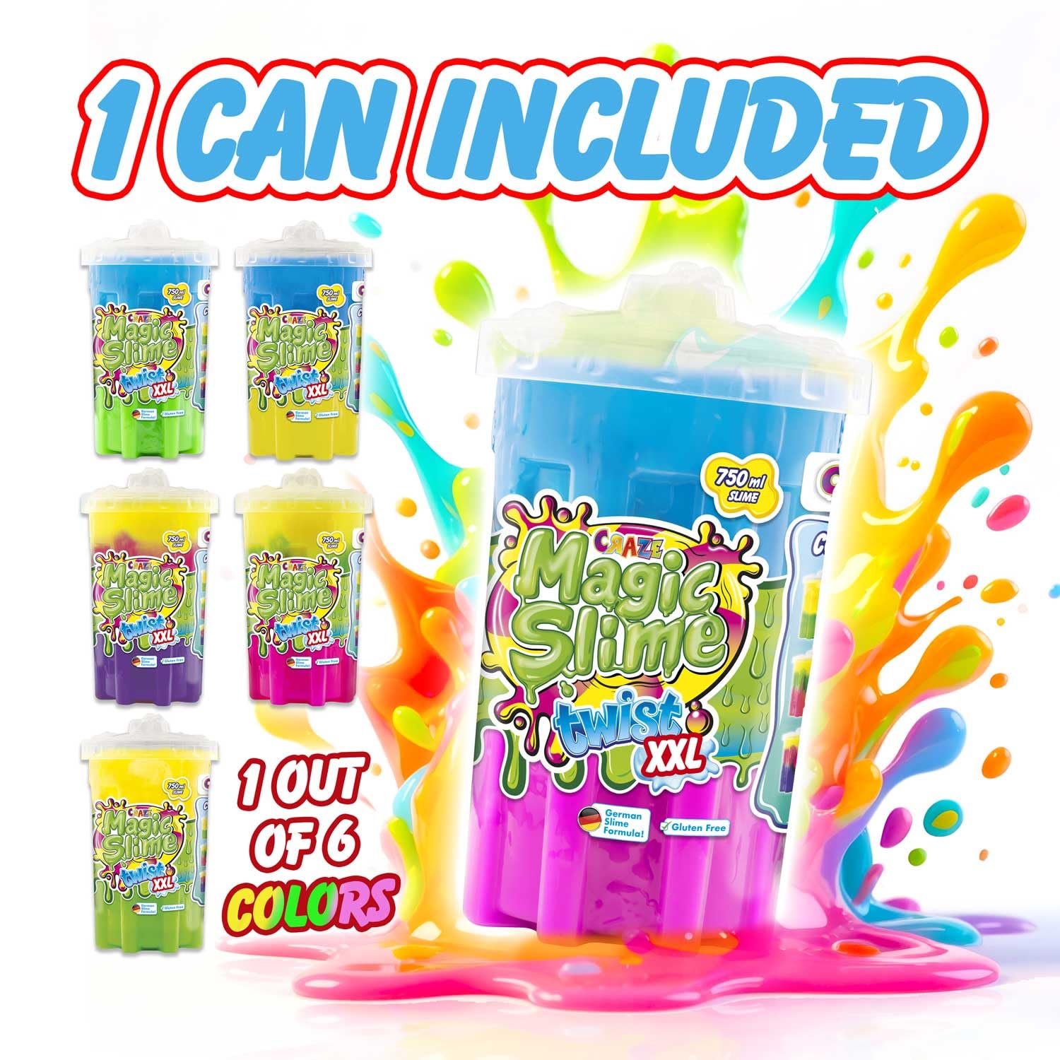 CRAZE Magic Slime Twist XXL wielobarwna magiczna dziecięca kokardka 750 ml kolorowa kokardka do zabawy 34934