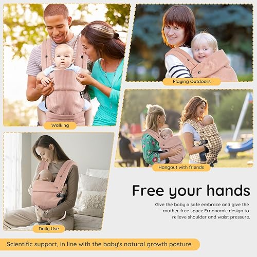 Miniatura 8 de Portabebés para recién nacidos a niños pequeños, ergonómico, acogedor y ligero para bebés de 7 a 40 libras, 3 posiciones de transporte para recién