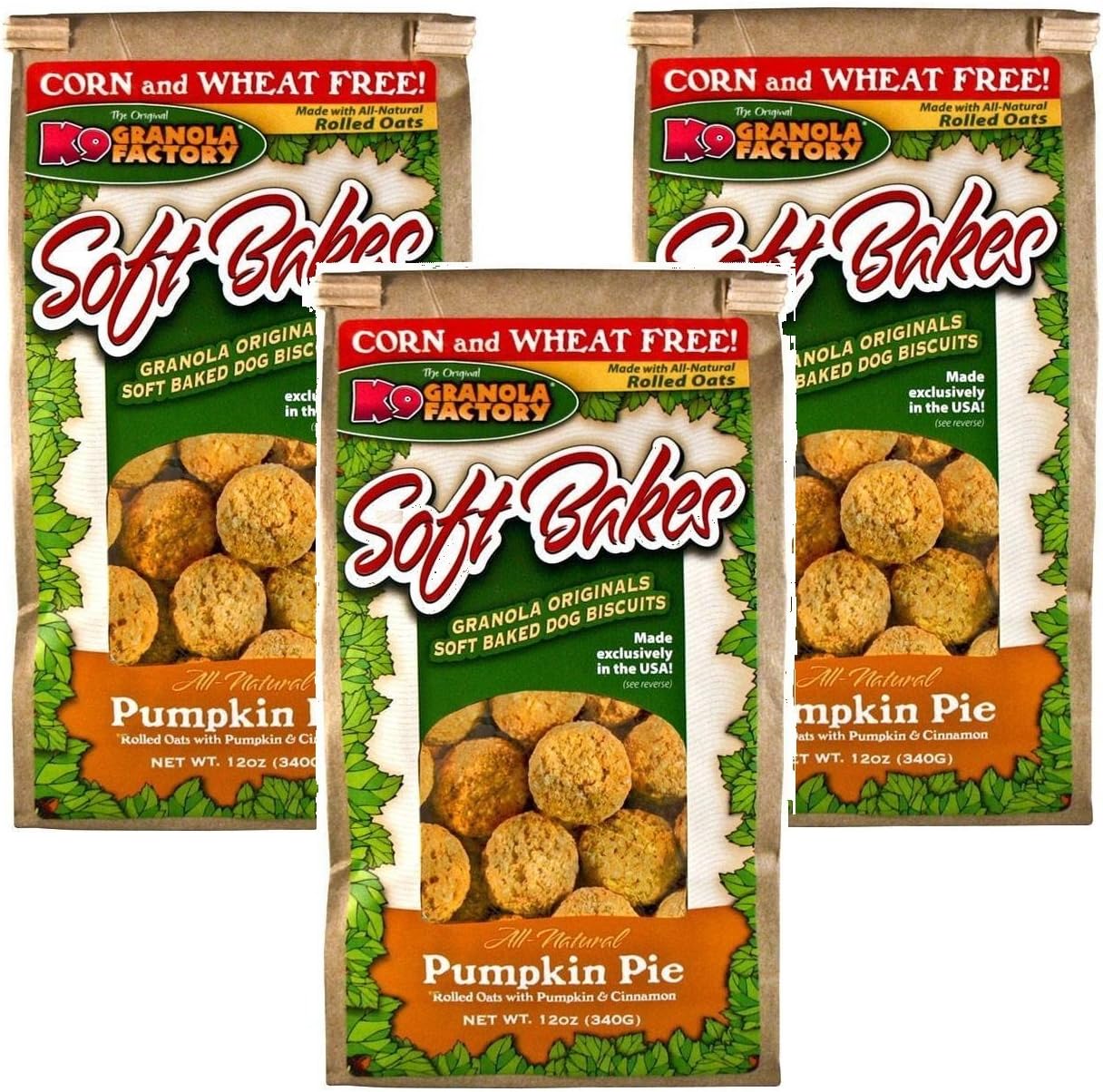 K9 Granola Factory Soft Bakes Pumpkin Pie (Pack of 3)