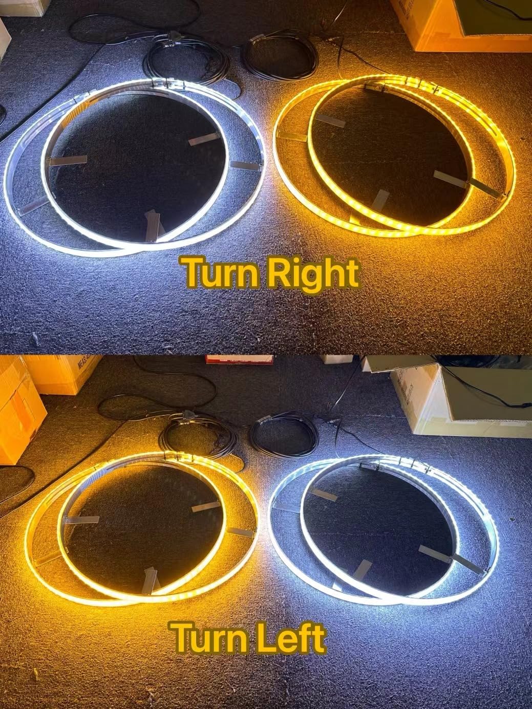 Sando Tech 17.5'' Double Row Amber White Led Wheel Lights w/Amber Turn Signals Rim Lights 672Leds Brightest White Wheel Lights RF Remote/Switch Ctrl for Truck Tire Light