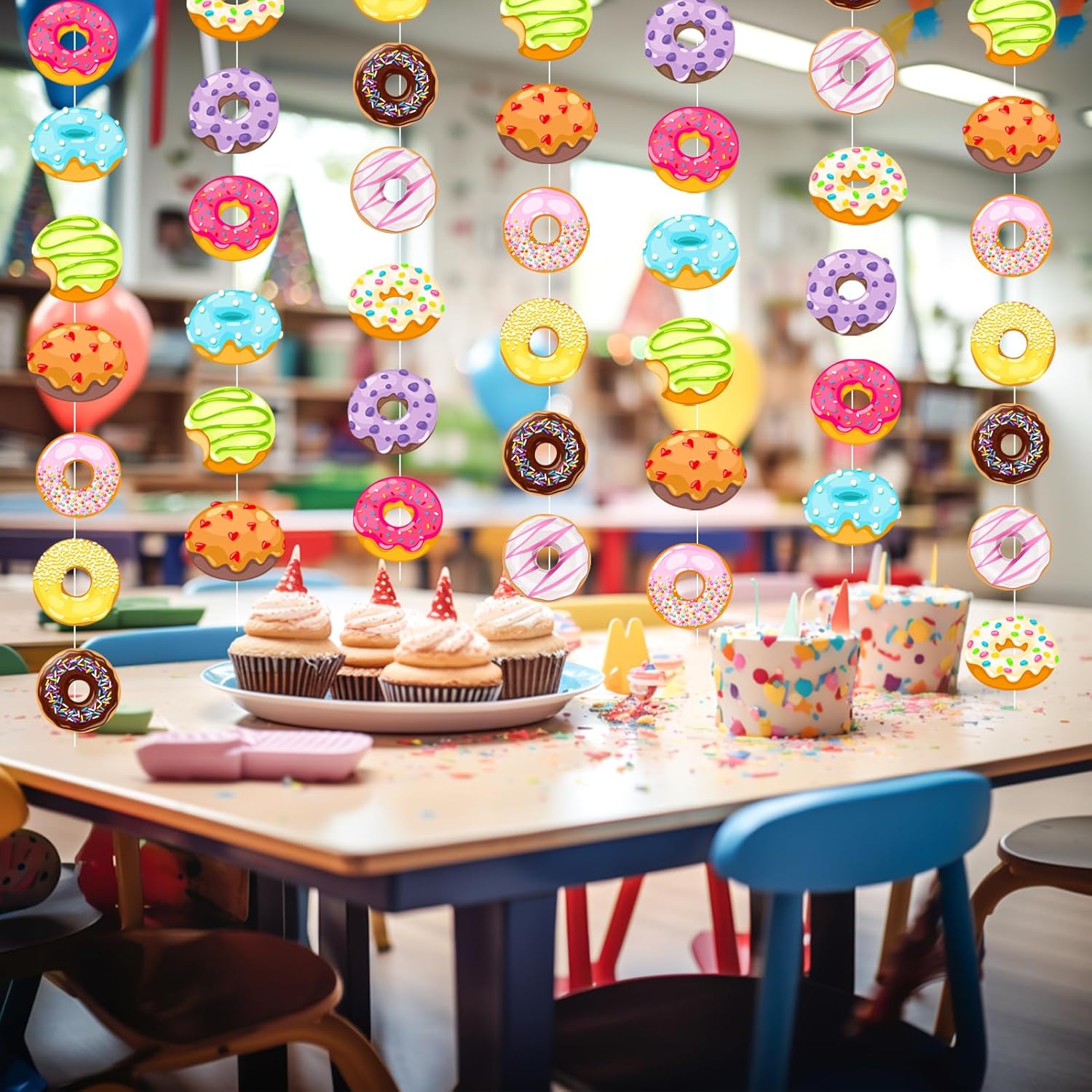 8 Pieces Donut Birthday Party Decorations Donut Grow Up Party Banners Kids' Birthday Banner Baby Shower Hanging Swirl Garland Kit Gender Reveal Xmas Home Classroom Favor Supplies Decor - Image 6