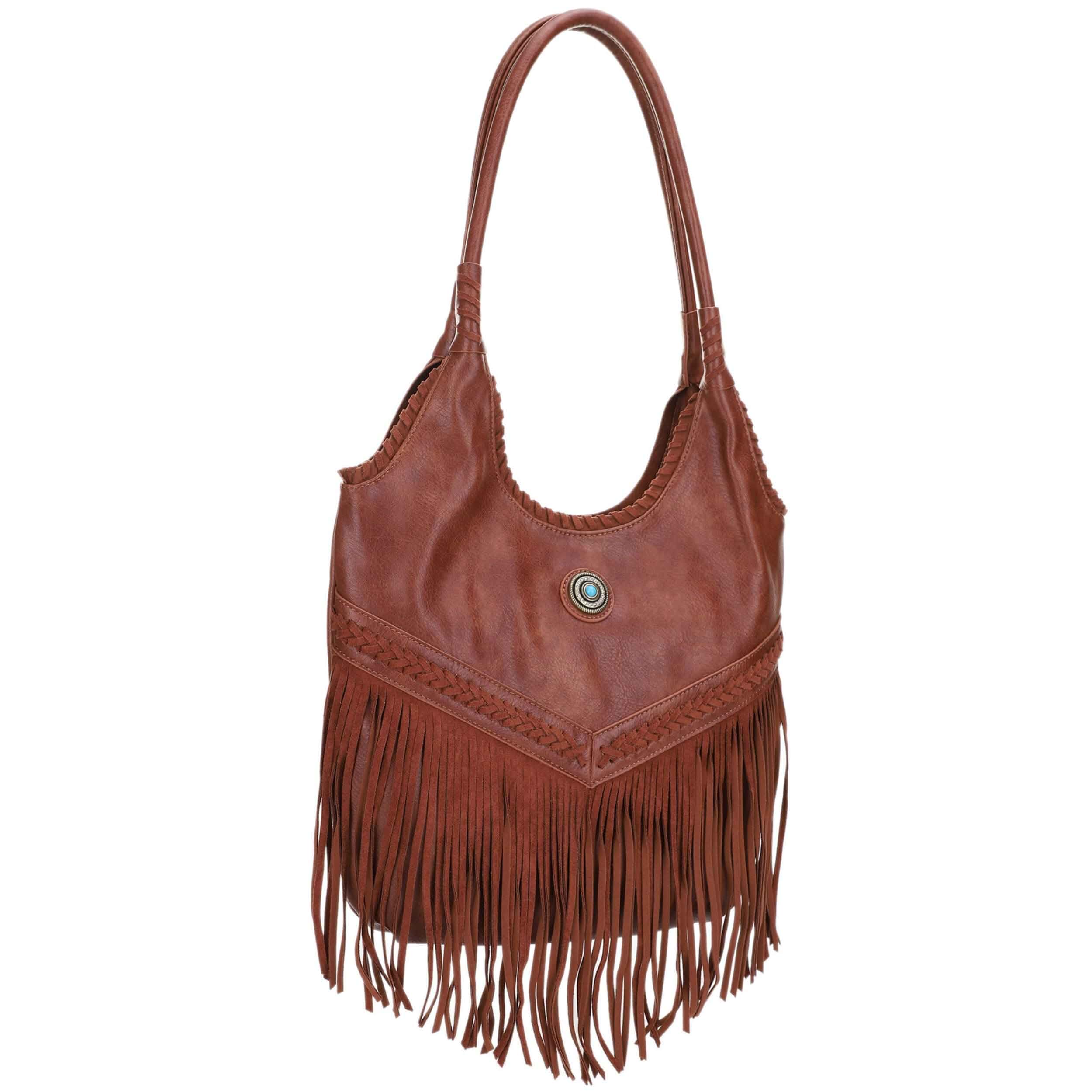 JESSIE&JAMES Suede CCW Fringe Hobo Bag Women's Top Handle Tote Shoulder Bag EDC Cowgirl Tassel Handbag Purses with Hidden Compartment, Dual-sided Lockable Zippers, Western Vintage Fringed Purses