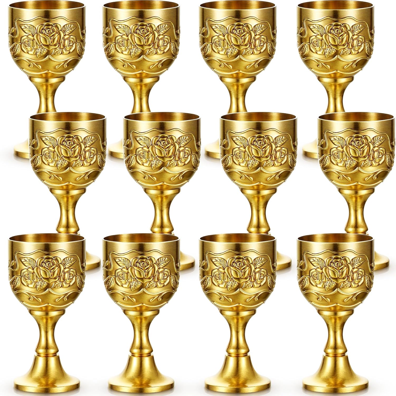 Nosiny 12 Pcs Mini Chalice Goblet Vintage Gold Goblet
