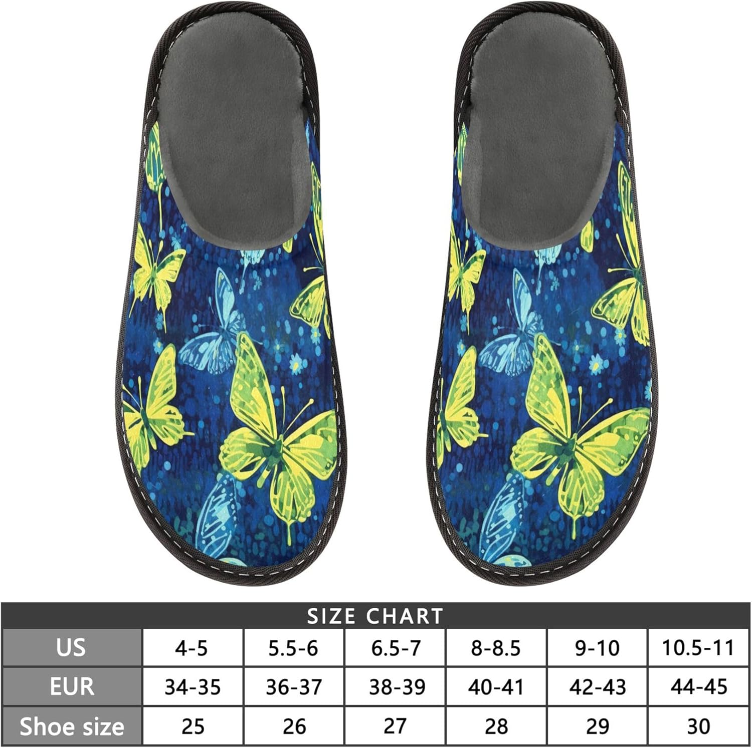 Butterfly House Slippers – Cozy Fuzzy Slippers for Guests, Washable & Disposable, Perfect for Shoeless Home, Spa & Hotel Use A110905