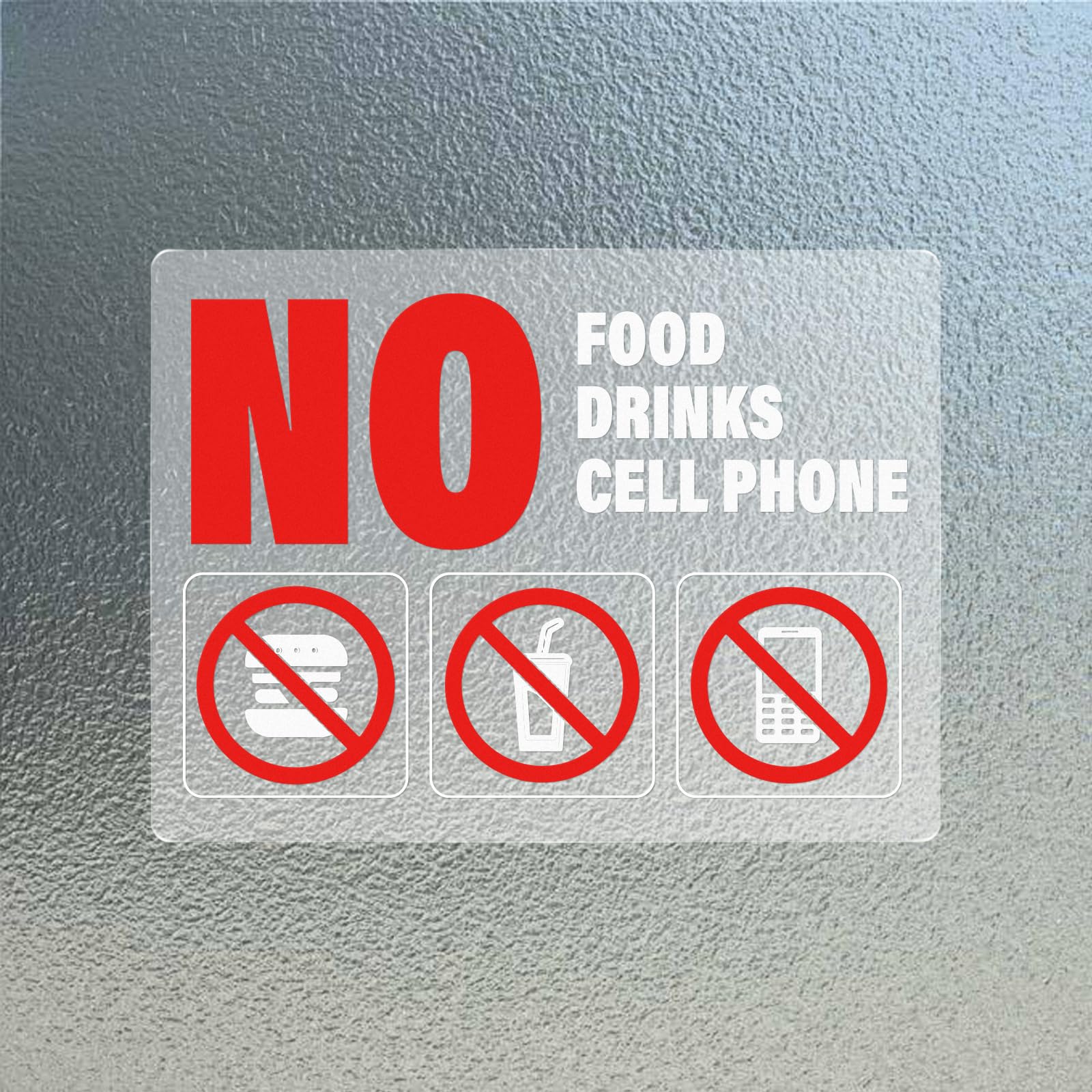 YIKIADA 5 PCS No Food or Drinks Sticker No Cell Phone Stickers 8 x 6 Inch Vinyl Clear Removable Waterproof UV Protected Decal for Indoor and Outdoor