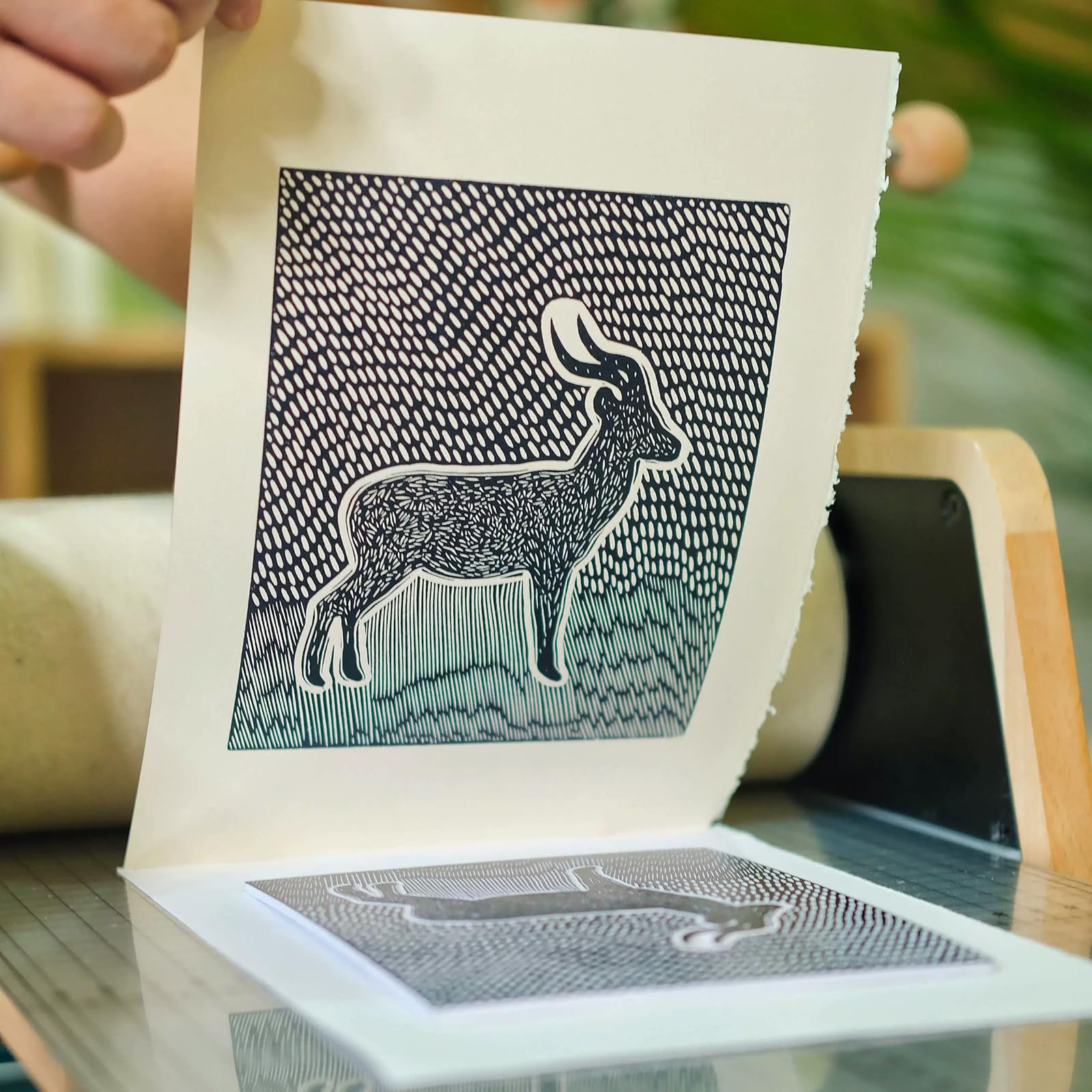 Máquina para hacer impresiones de placas, prensa de grabado para bloques de linóleo, diseño de mesa para producción de papel, madera y placas de cobre
