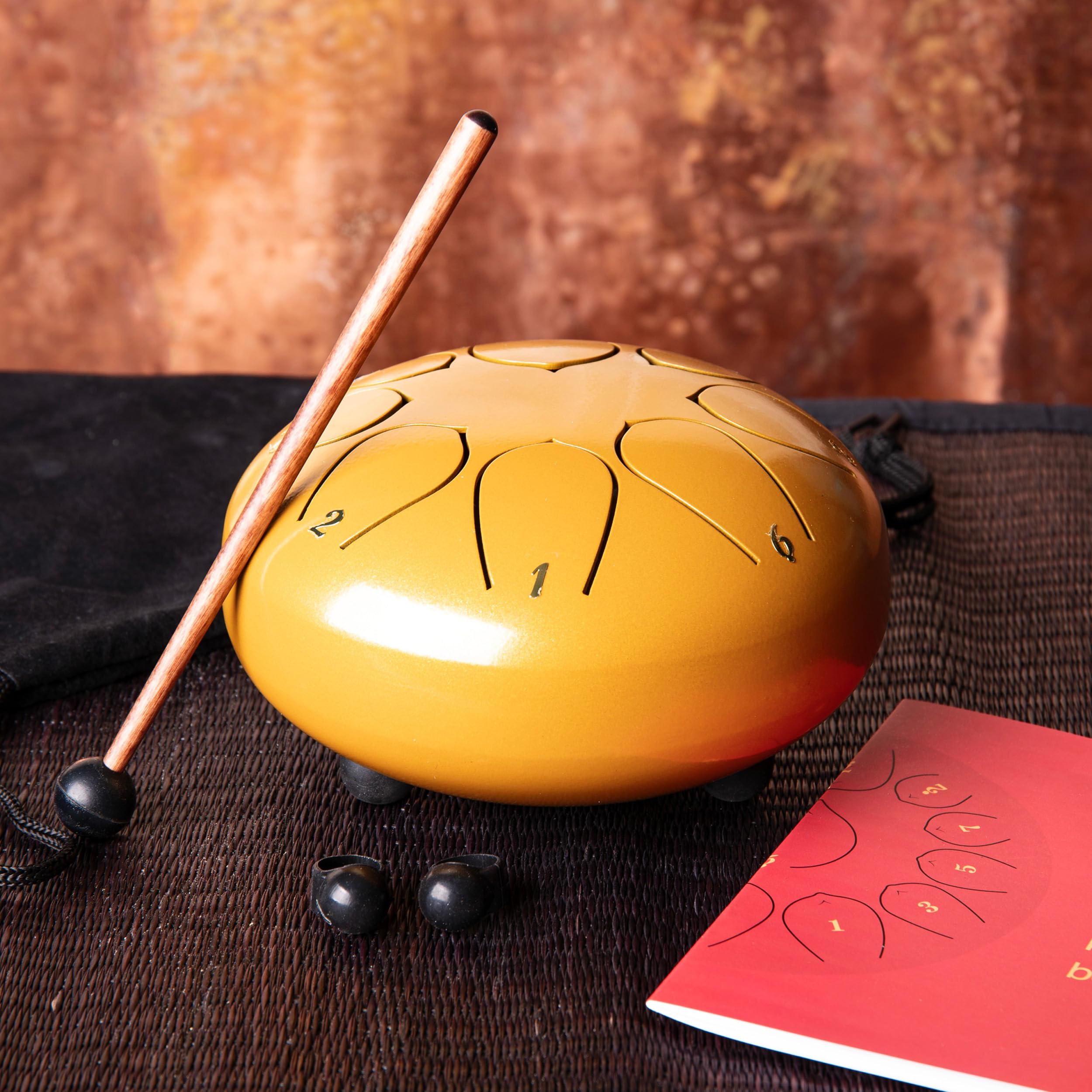 NKlaus Steeldrum 15755 Tongue Drum in C Major 6 Inch Handpan with 8 Tones Gold Steelpan Medium - Image 2