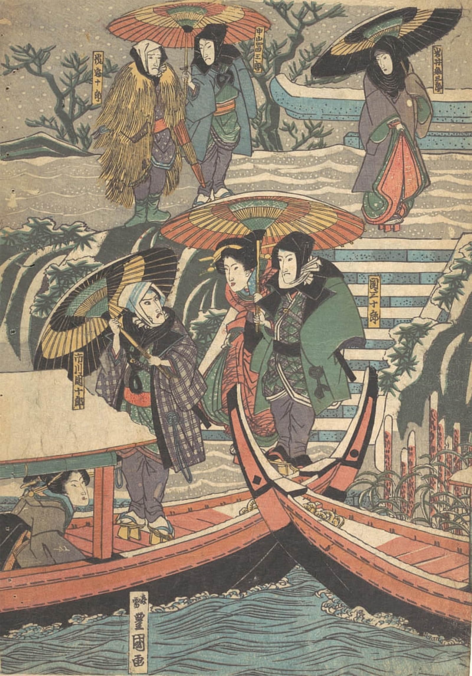 POSTERIIk Vintage Print Pop Art Landscape Artwork Famou Painting by Utagawa Kunisada Art Prints for Office Home Decor 60x90cm