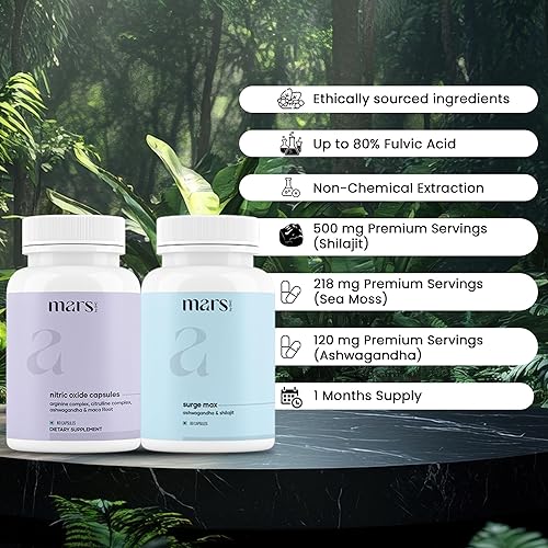Miniatura 2 de Mars Growth Max Combo Powered Cápsulas de óxido nítrico y cápsulas Surgemax Pack (1)