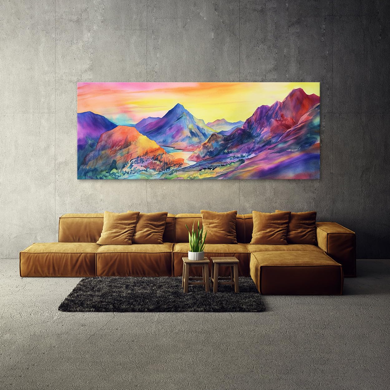 Amazon.com: Sense Canvas Sunrise Vivid Watercolor 209 Canvas Art