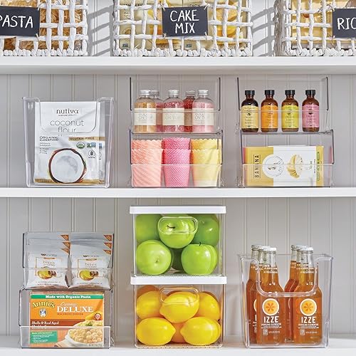 Miniatura 7 de mDesign Canasta organizadora de plástico moderno con parte delantera abierta para organización de cocina, decoración organizadora de estantes,