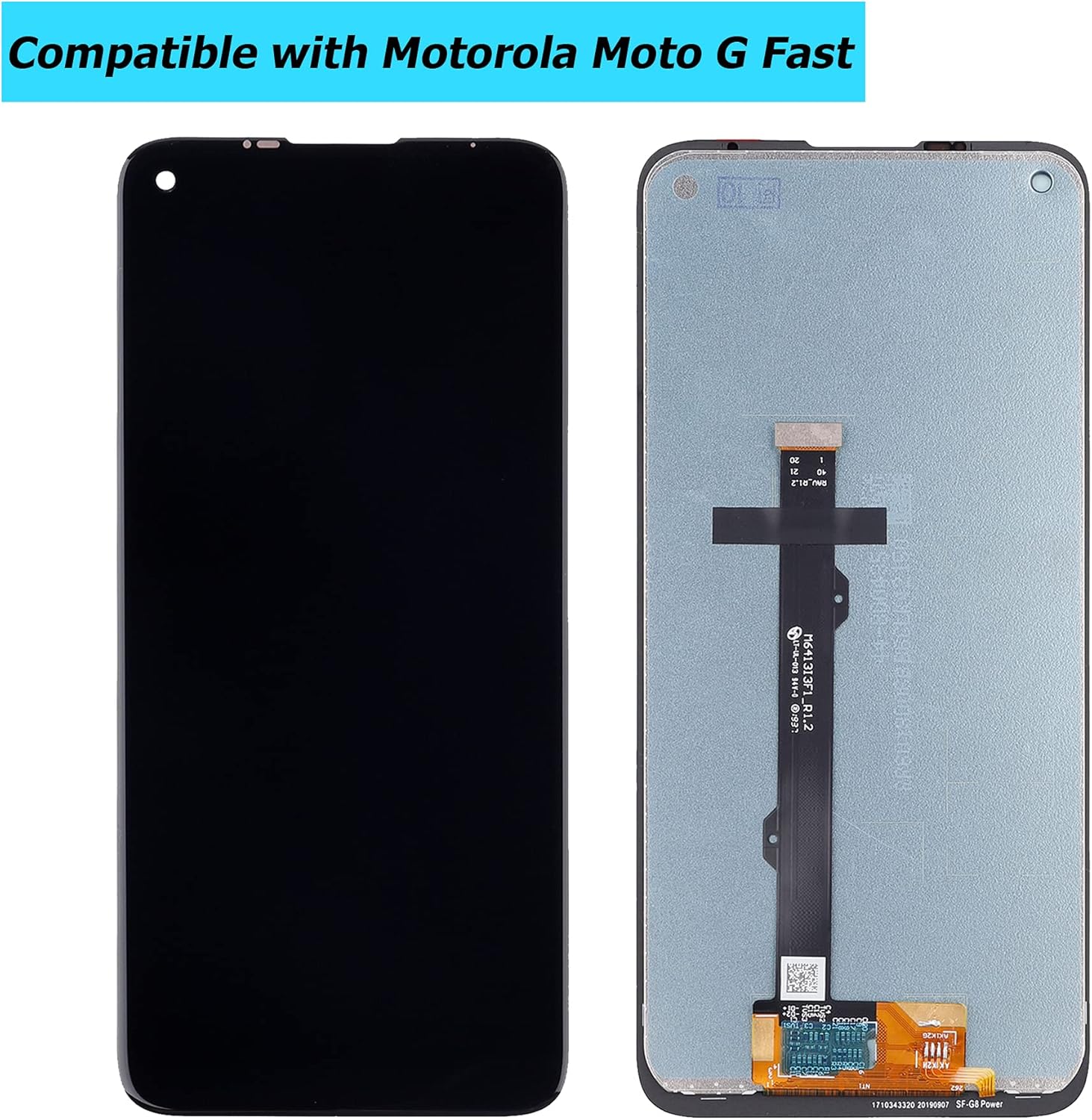 LCD Display Compatible with Moto G Fast XT2045-3 6.4 inch Touch Screen Digitizer Assembly Replacement Parts with Toolkit