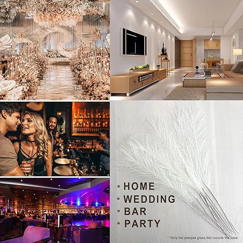 Miniatura 6 de 15 piezas de hierba de pampa artificial bohemia de 21 pulgadas, decoración de césped artificial de las pampas para la habitación del hogar (blanco