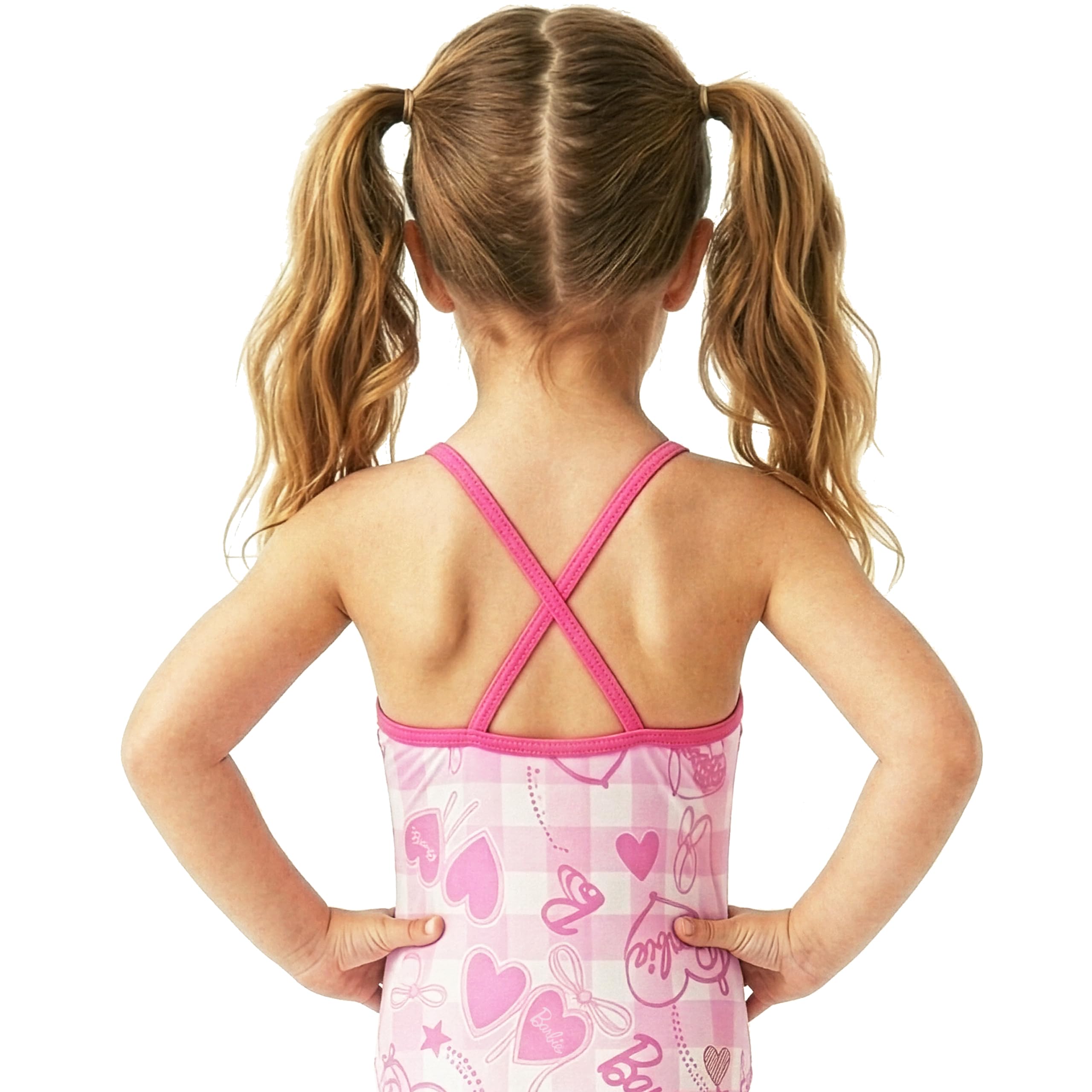 Strój kąpielowy Barbie dla dziewczynek, jednoczęściowy kostium kąpielowy, różowy