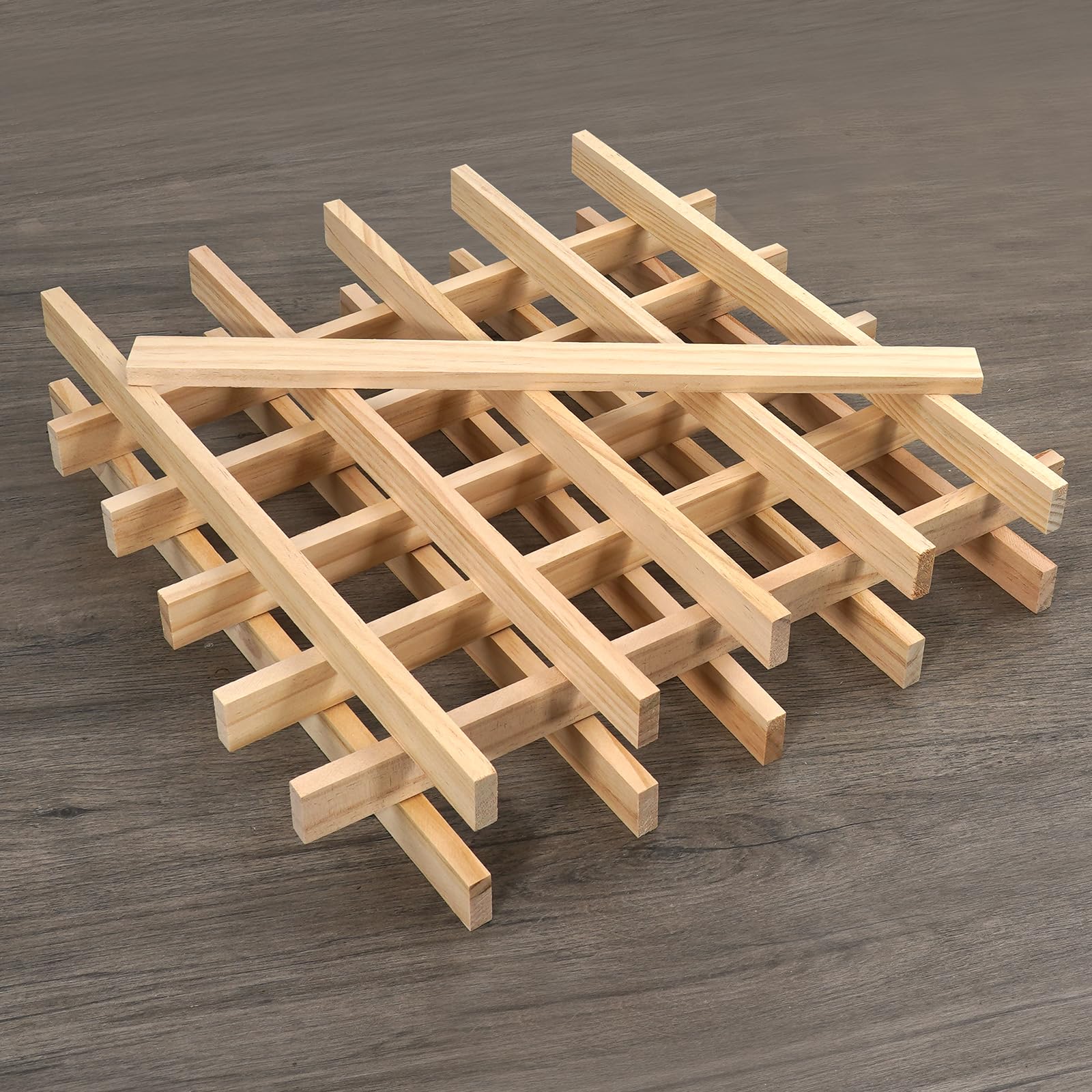 Wood Strips Slats Square Wooden Dowels  36'' 15 PCS Wood Trim Planks for Wall, Wooden Sticks for Crafting, Unfinished Pine Lumber Pieces for Woodworking Models Making Dollhouses